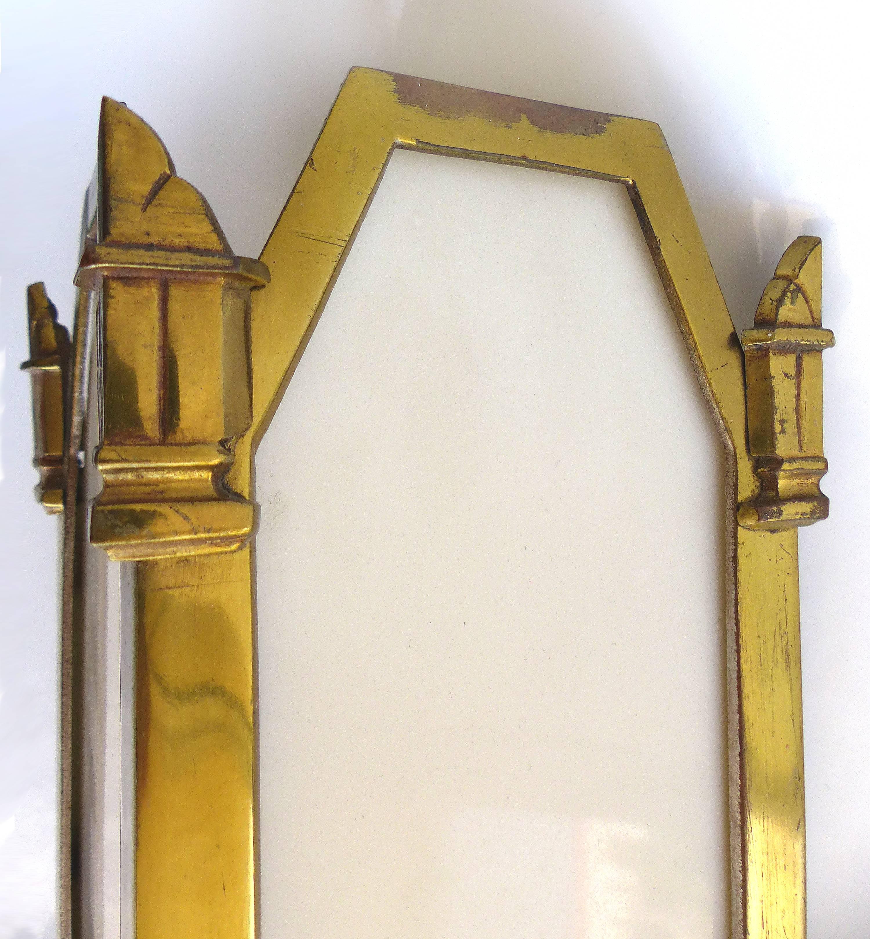 1930s, American Art Deco Bronze and Glass Theater Sconces 2