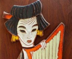 1960s Mid-Century Modern Harris Strong Geisha Tile Plaques, Pair