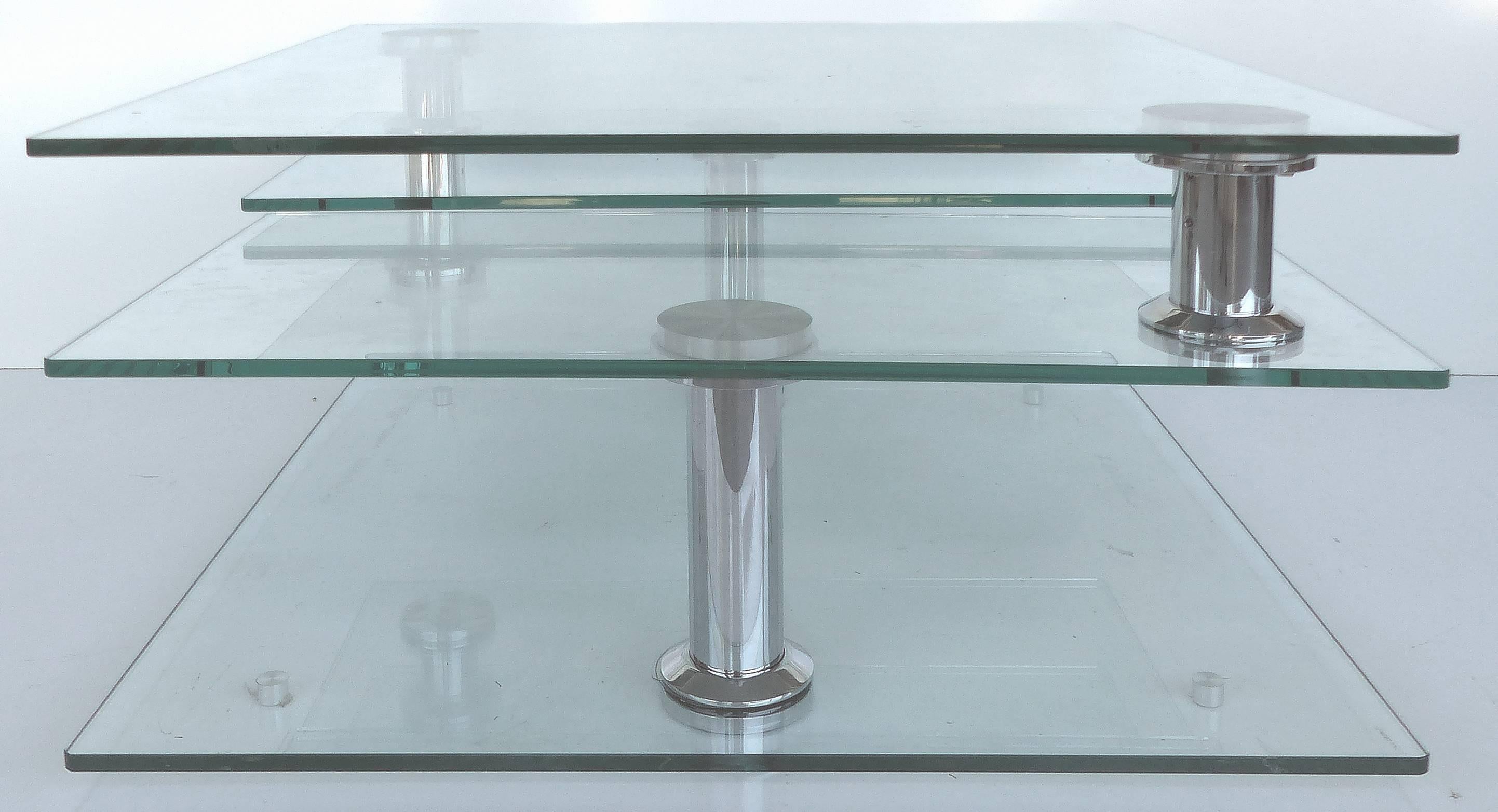 Mid-Century Metamorphic Glass and Chrome Coffee Table 2