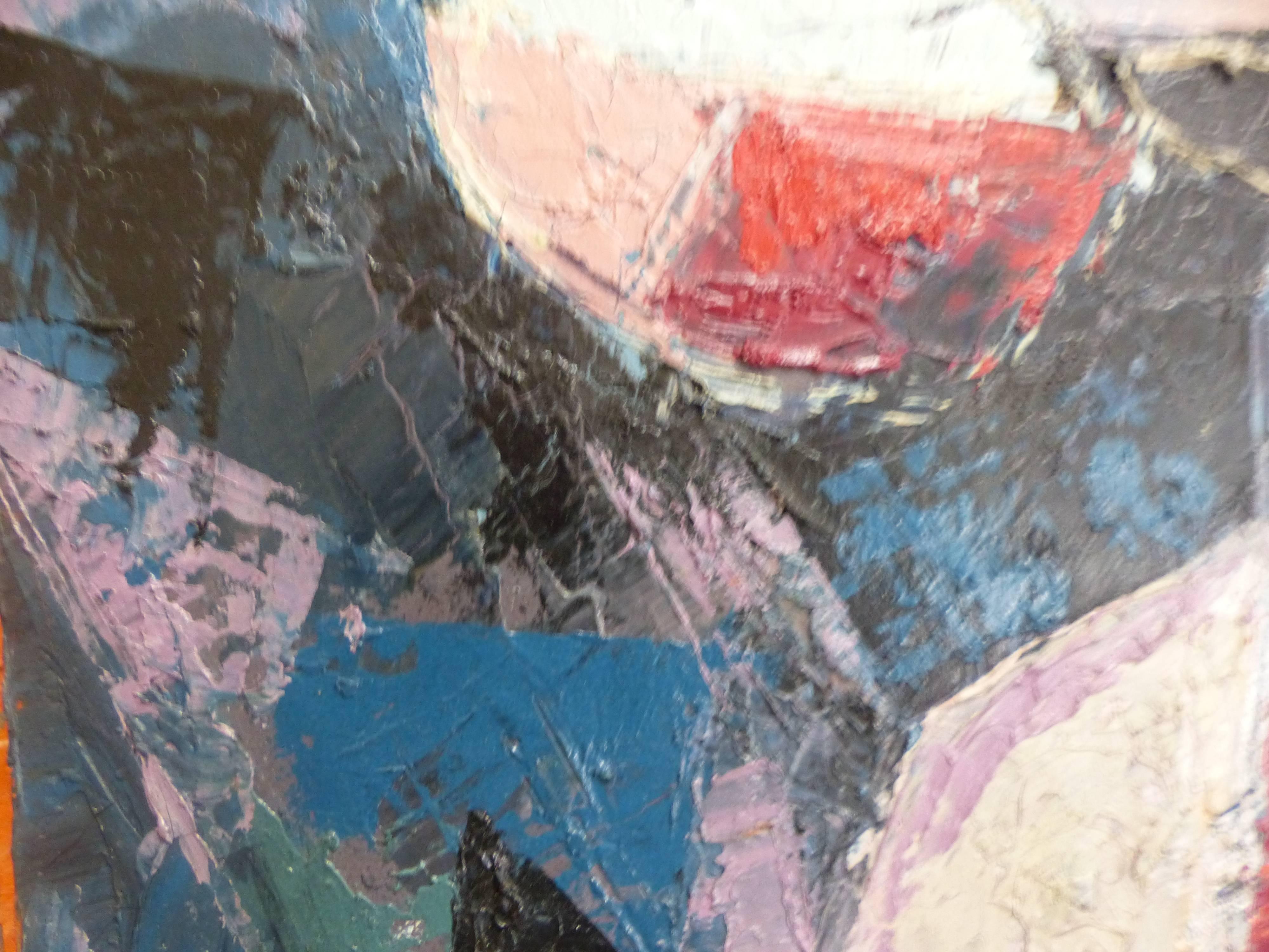 Mid-Century Modern French Abstract Bird Lady Painting In Good Condition In Miami, FL