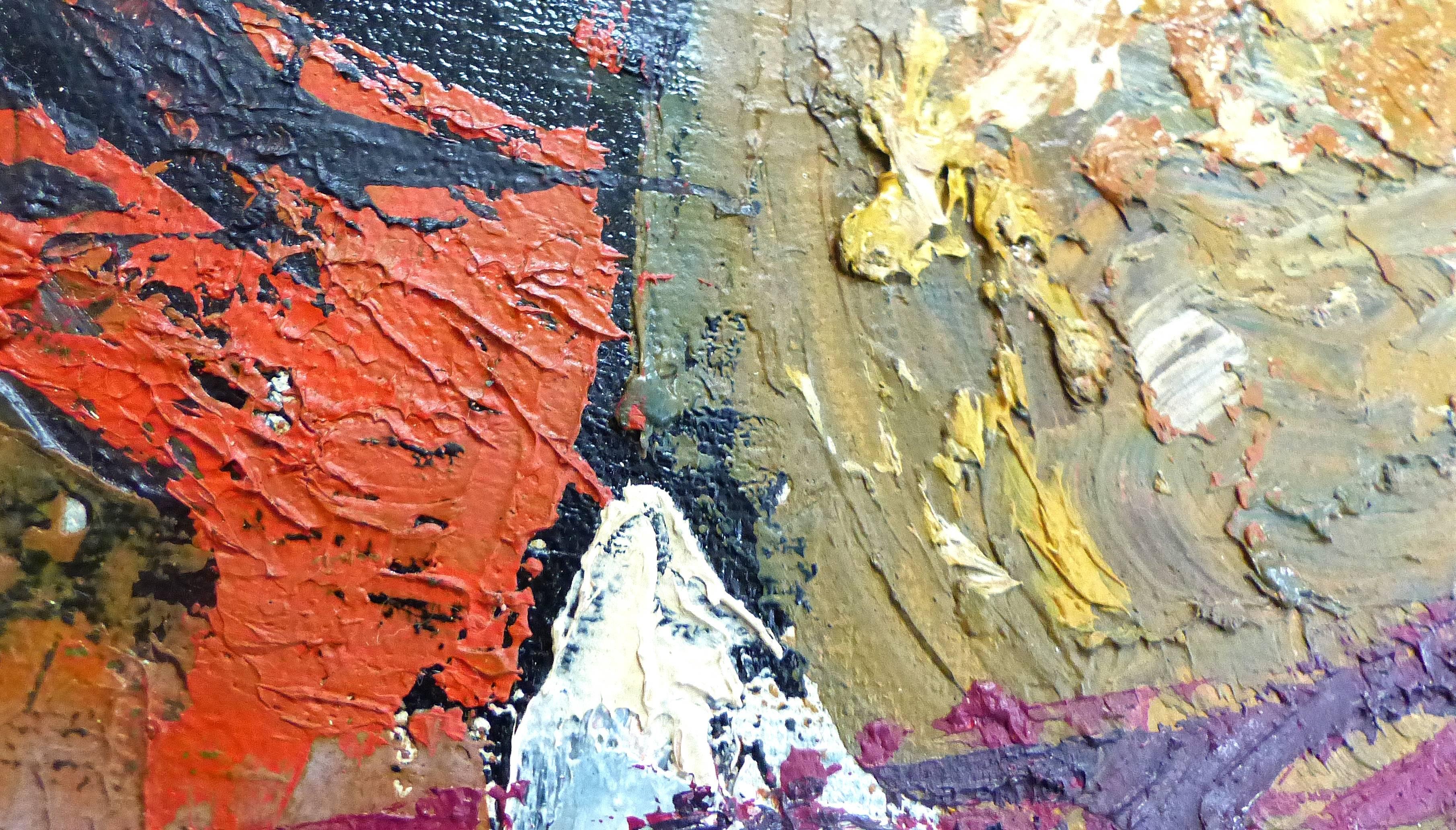 20th Century Mid-Century Modern French Abstract Bird Lady Painting