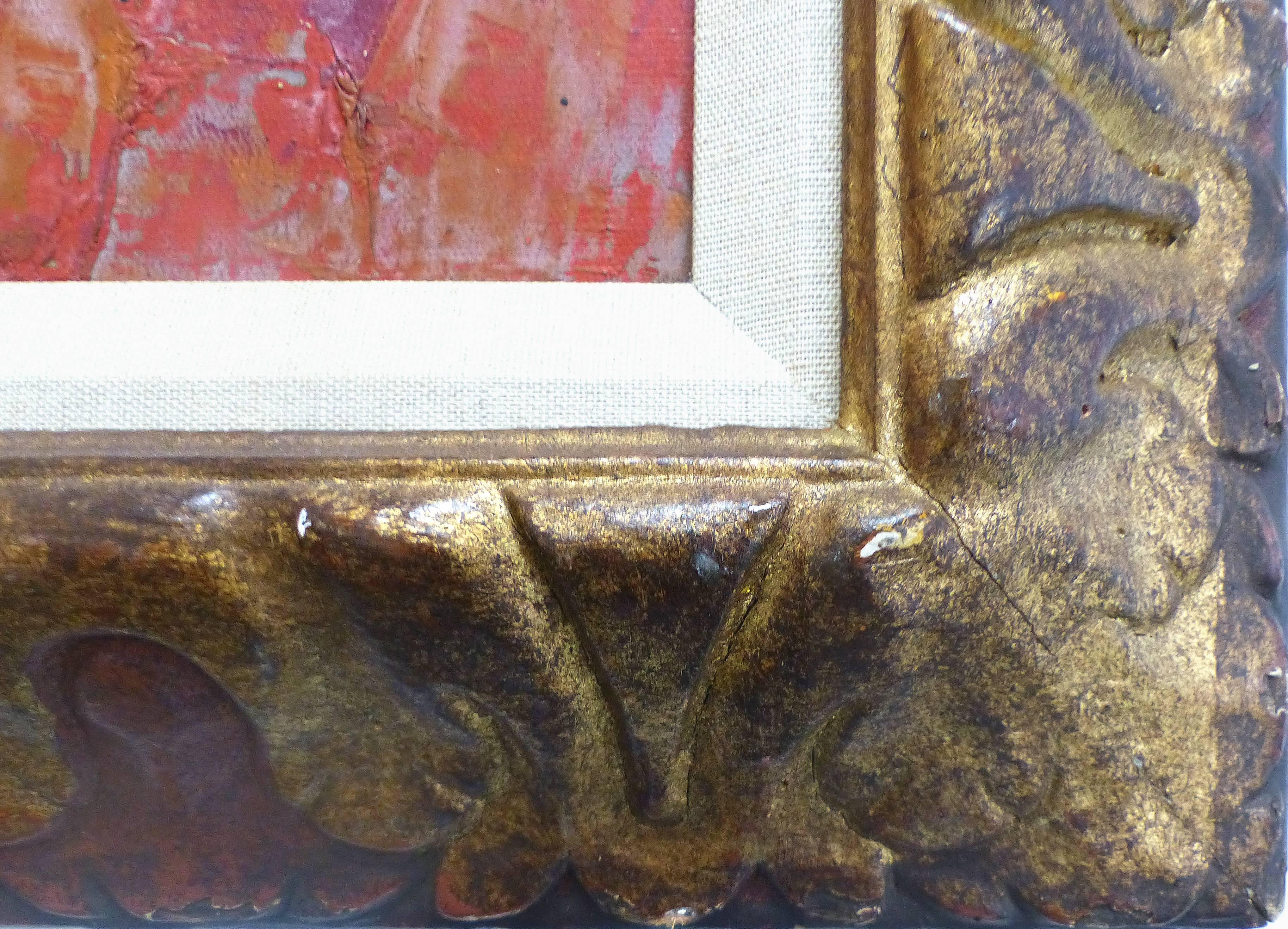 Linen Mid-Century Modern French Abstract Bird Lady Painting