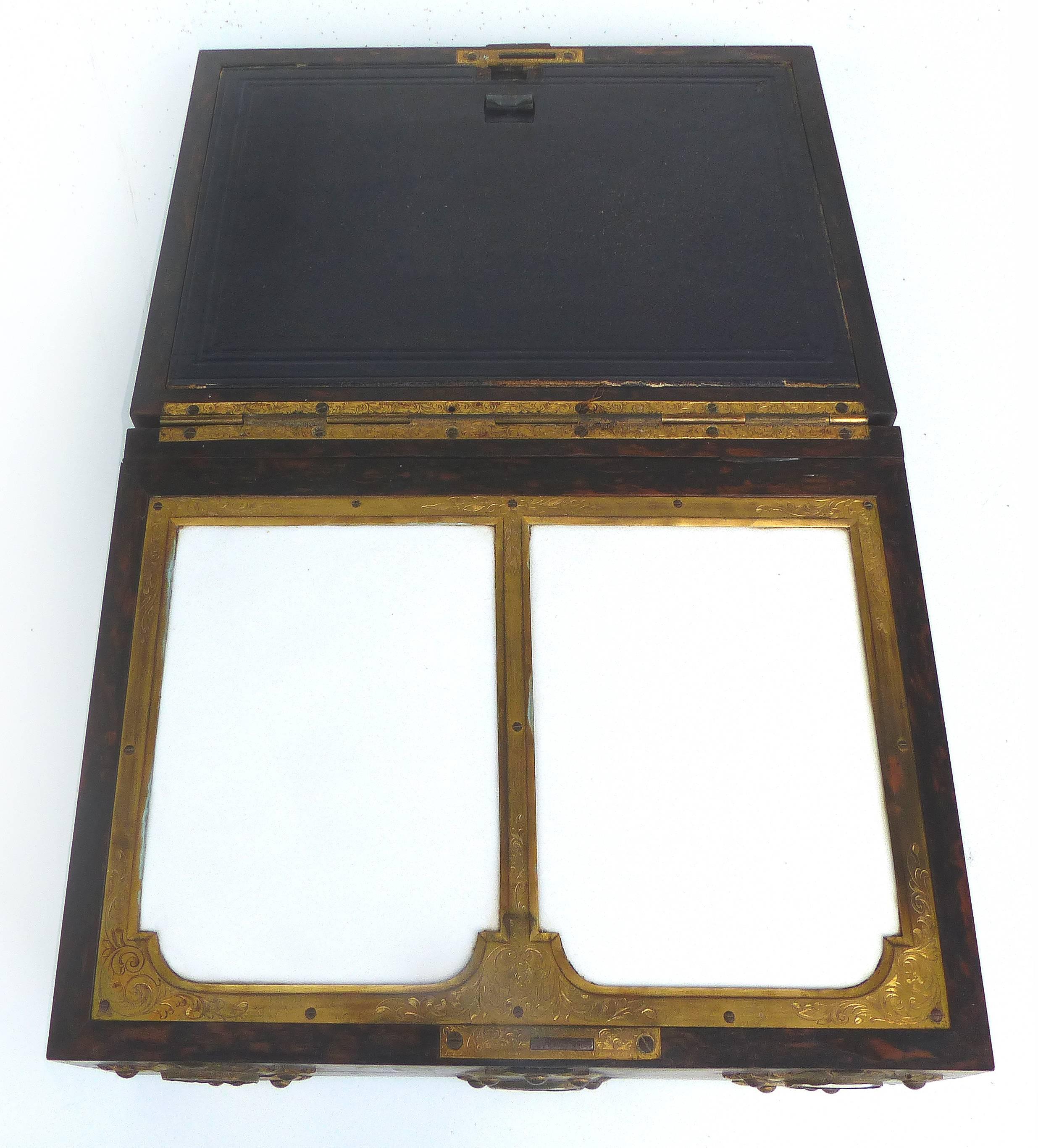 J.A. Simpson & Co Lap Desk with Gilt Bronze and Painted Porcelain Plaques In Good Condition In Miami, FL