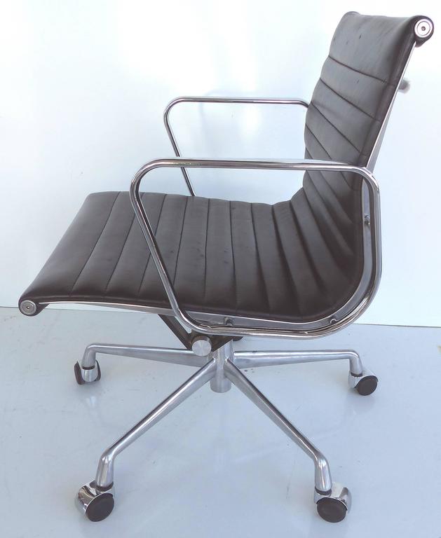 MidCentury Modern Eames Leather Desk Chair at 1stDibs