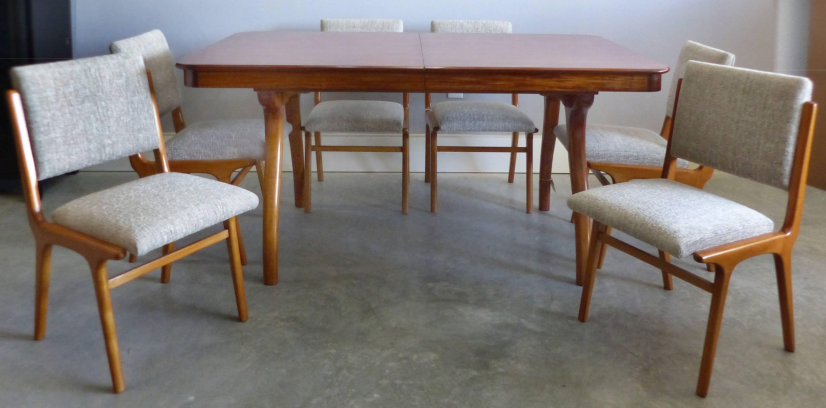 Upholstery Giuseppe Scapinelli De Rosa Wood Dining Table and Chairs circa 1960