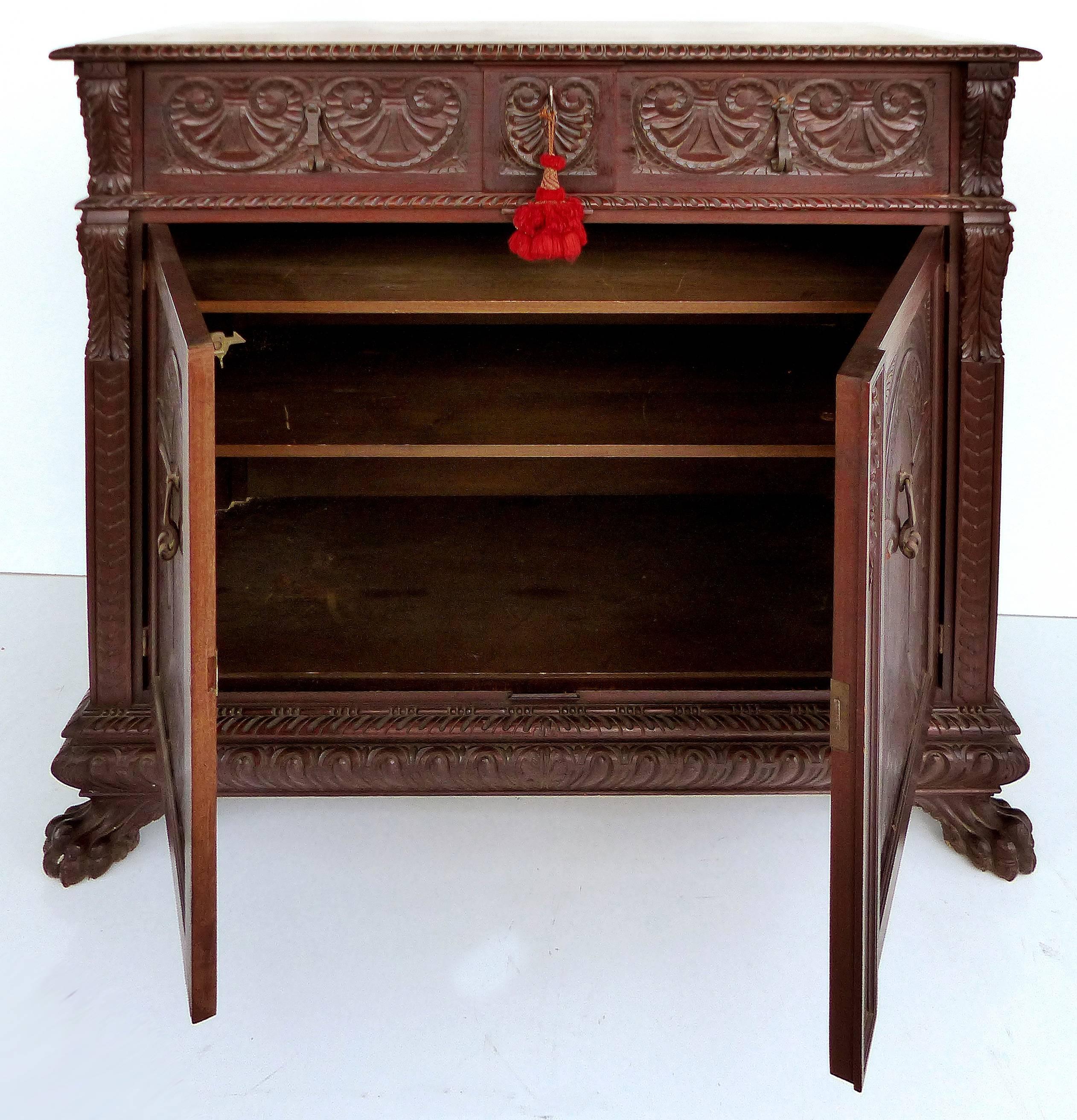 American Renaissance Revival Carved Cabinet by S. Pagano, New York Dated 1930 In Good Condition In Miami, FL