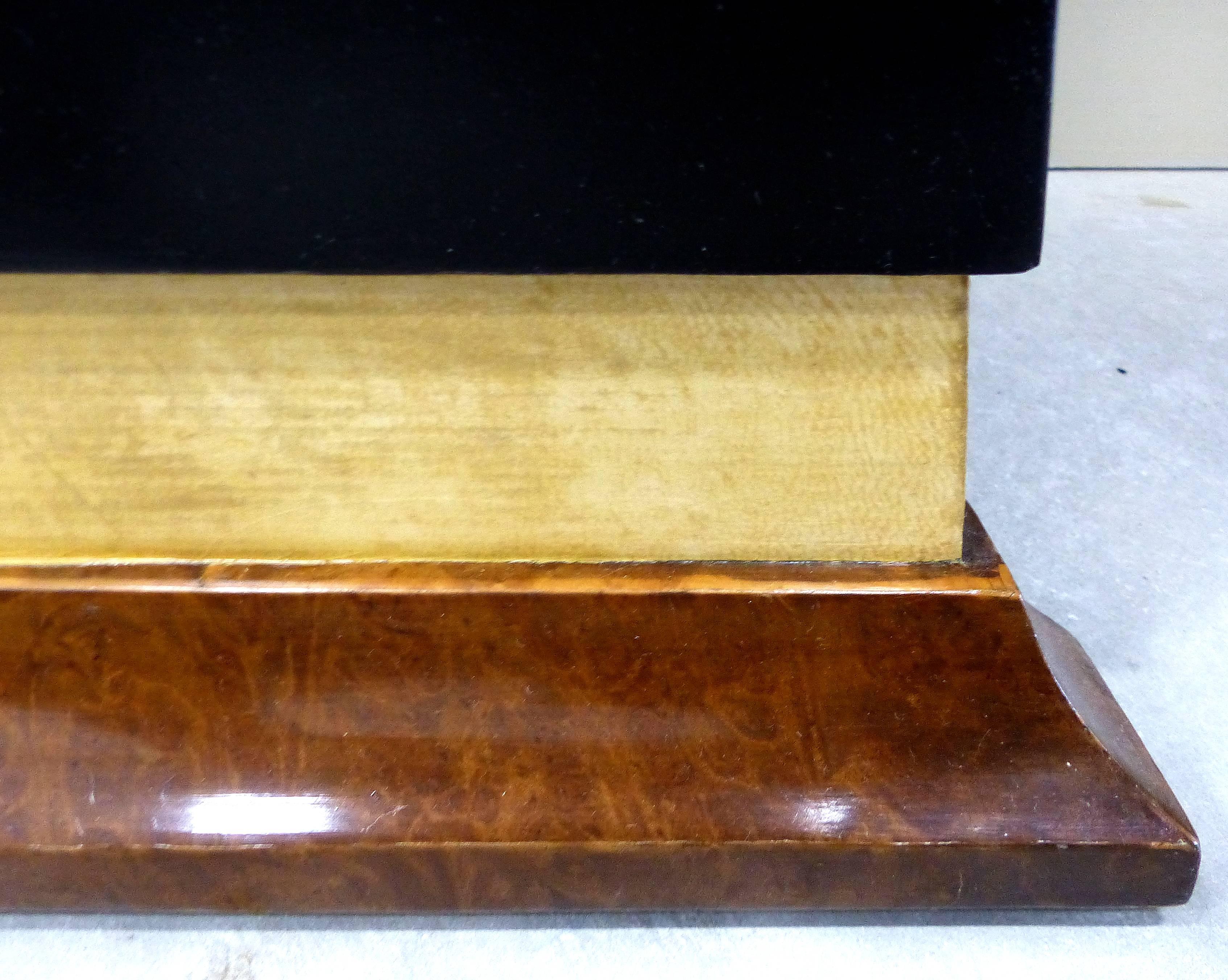 German Biedermeier Burl Wood, Ebonized and Goatskin Mirrors