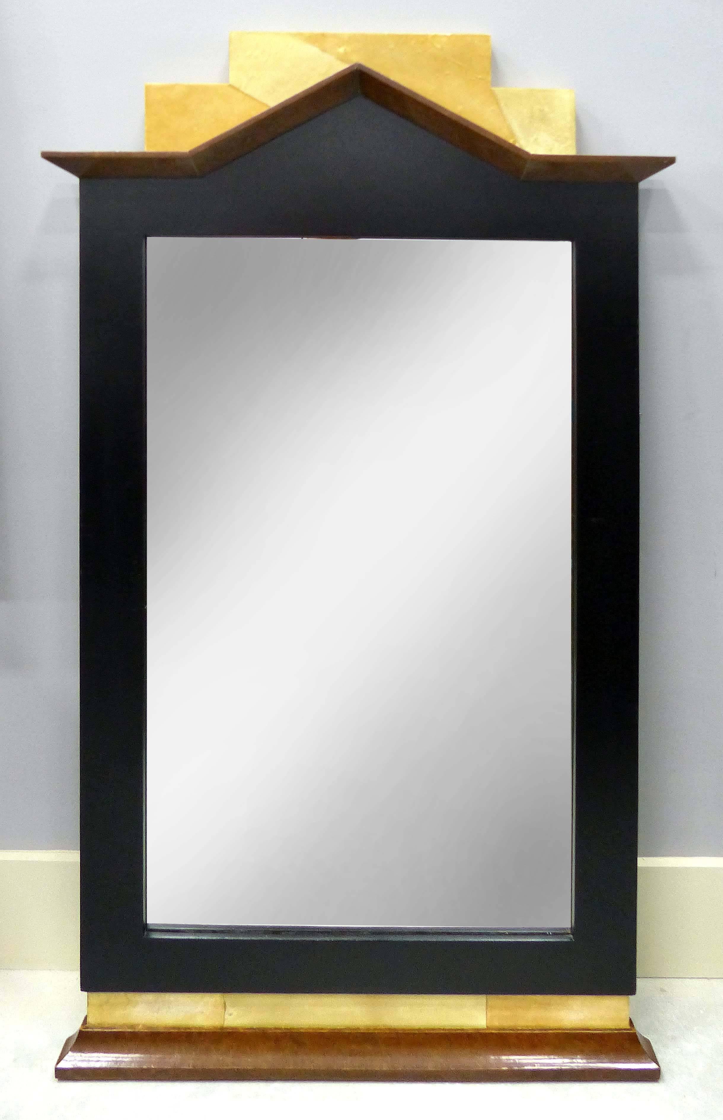 Biedermeier Burl Wood, Ebonized and Goatskin Mirrors 4