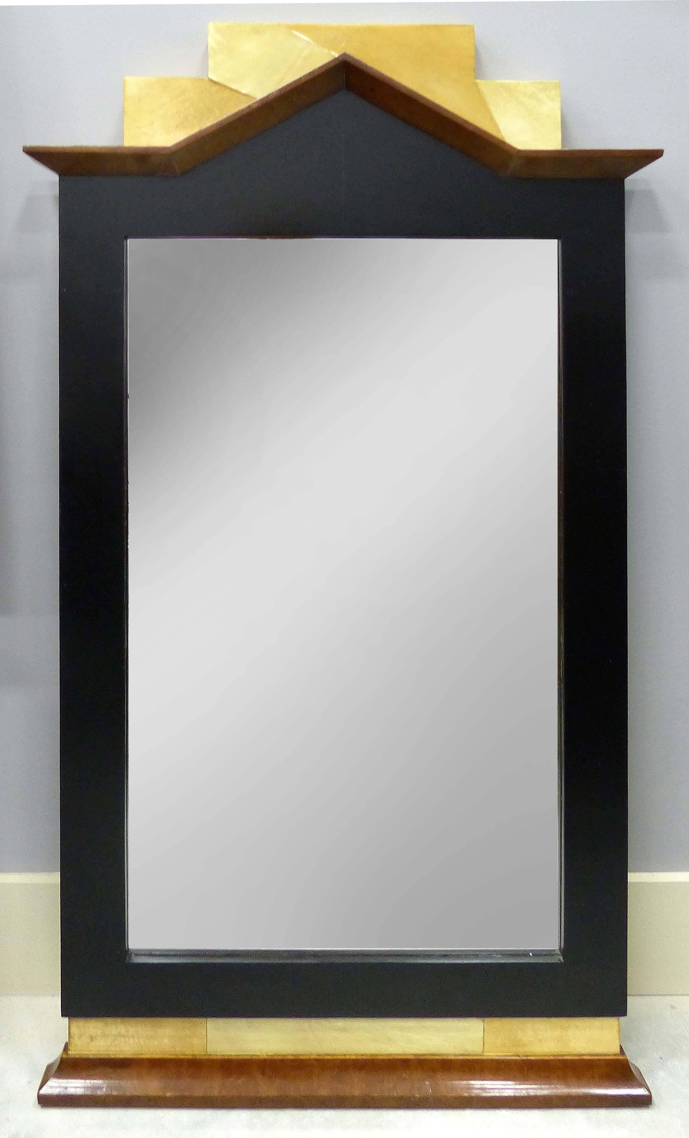 Biedermeier Burl Wood, Ebonized and Goatskin Mirrors 5