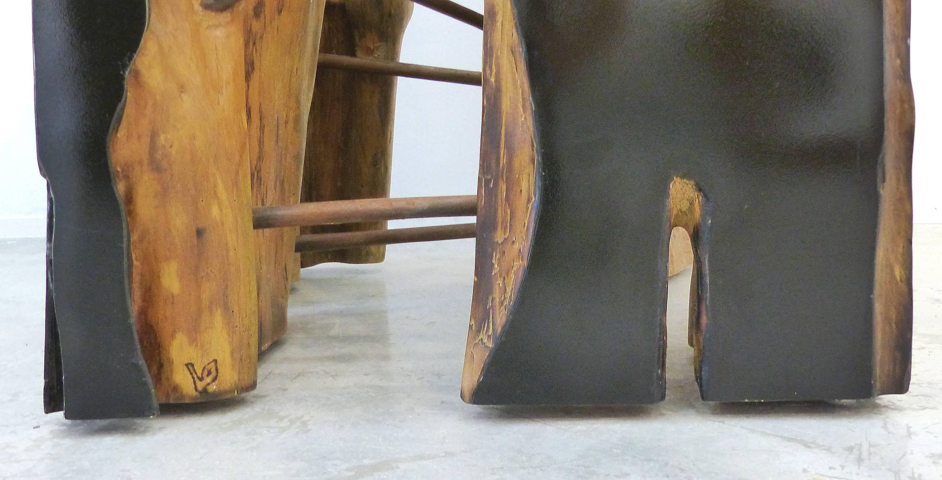 Brazilian Reclaimed Amazon Guaranta Wood Table Base by Artist Valeria Totti 2