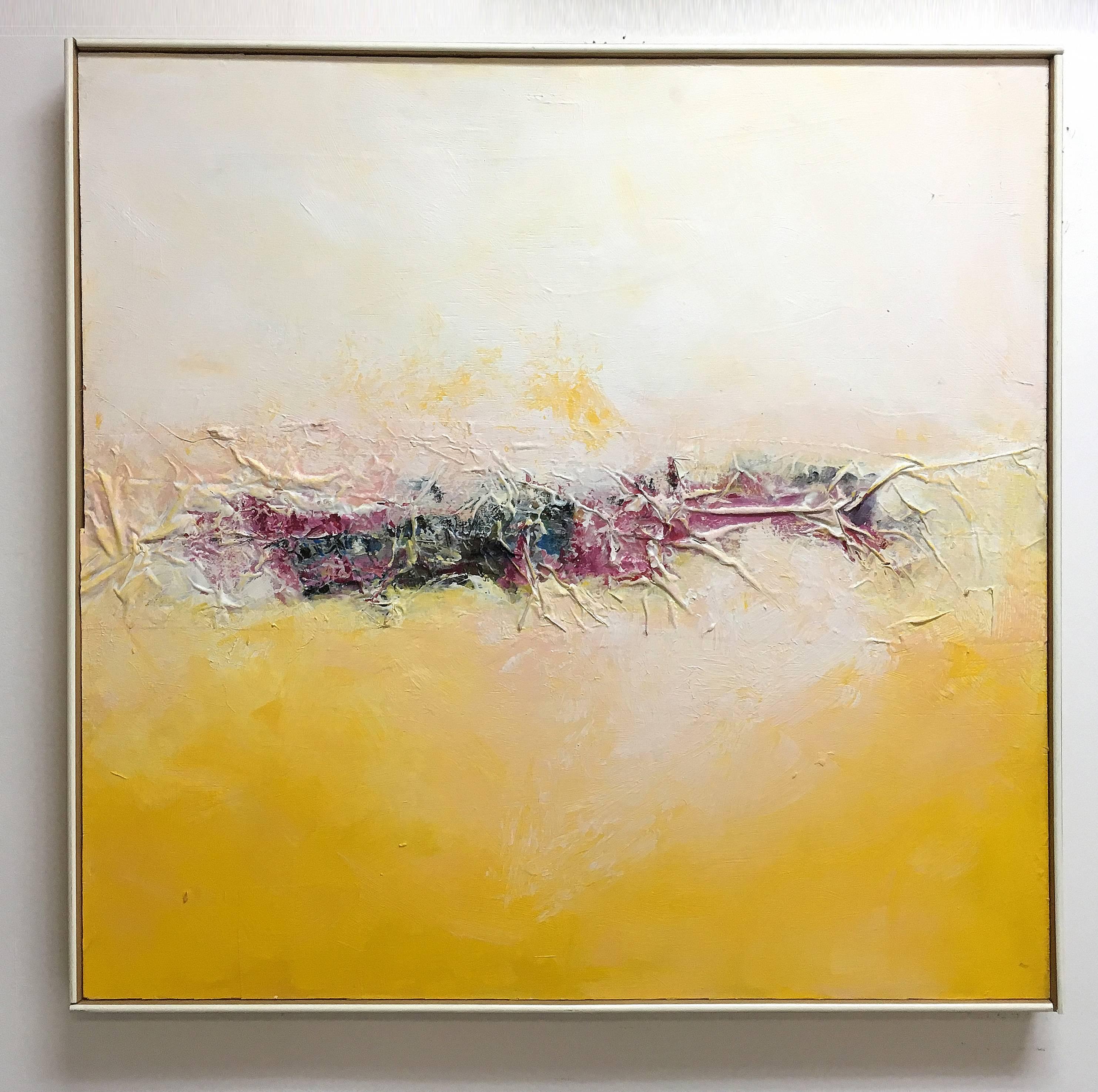 Carole Baerwald Mid-Century Mixed-Media Textured Abstract In Excellent Condition In Miami, FL