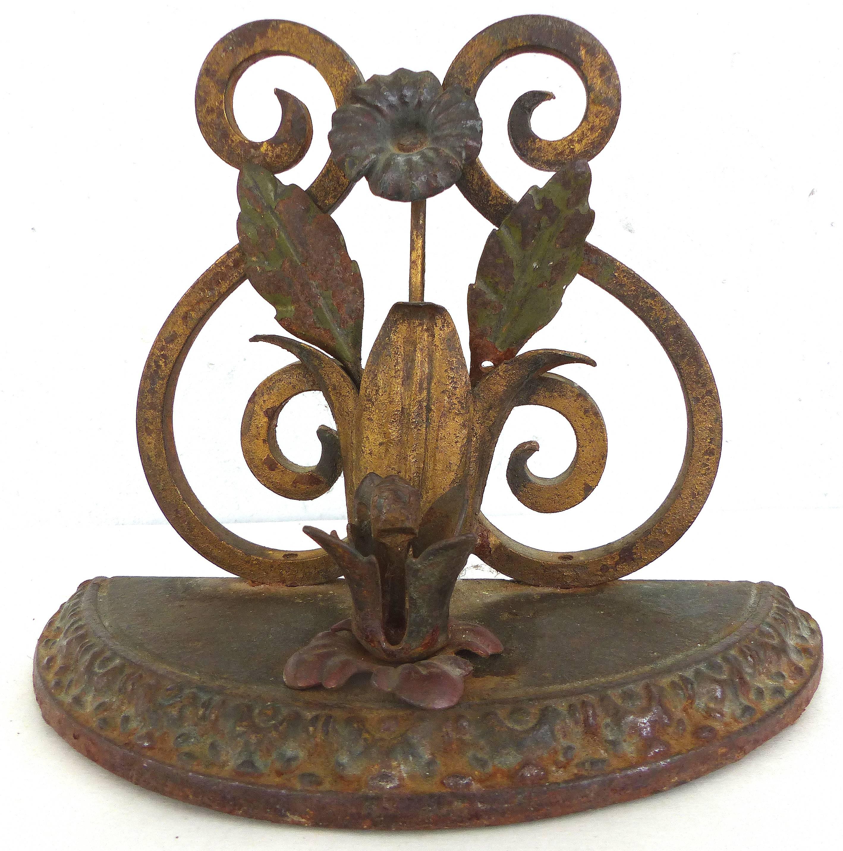 American Pair of Gilt and Polychrome Iron Bookends, circa 1920