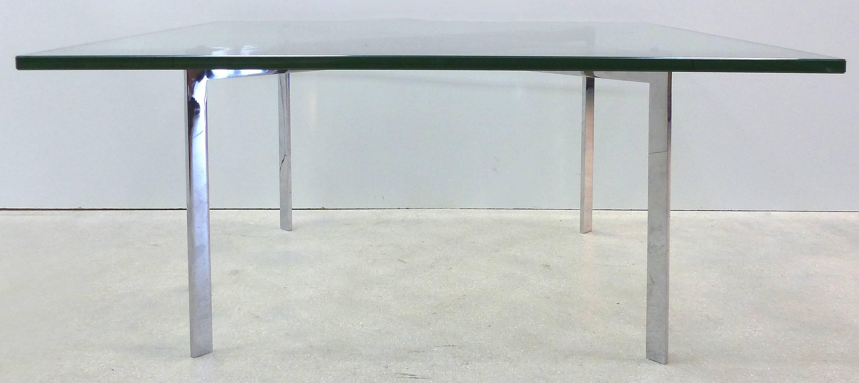 Mies Van Der Rohe Barcelona Coffee Table by Knoll

Offered for sale is an authentic Mies Van Der Rohe Barcelona coffee table of recent manufacture and produced by Knoll. The leg is signed as shown.