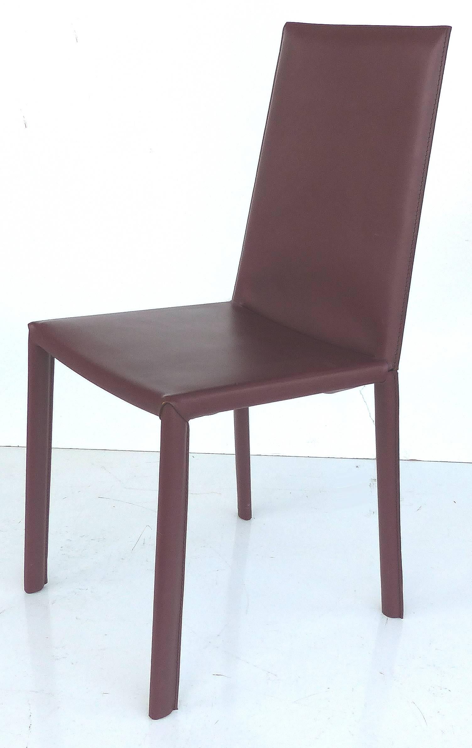 Arrben of Italy Leather Clad High Back Salinas Two Dining Chairs, Set of Six

Offered for sale is a set of six dining chairs manufactured by Arrben of Italy, a family owned company since 1969 that focuses on producing high end contemporary design