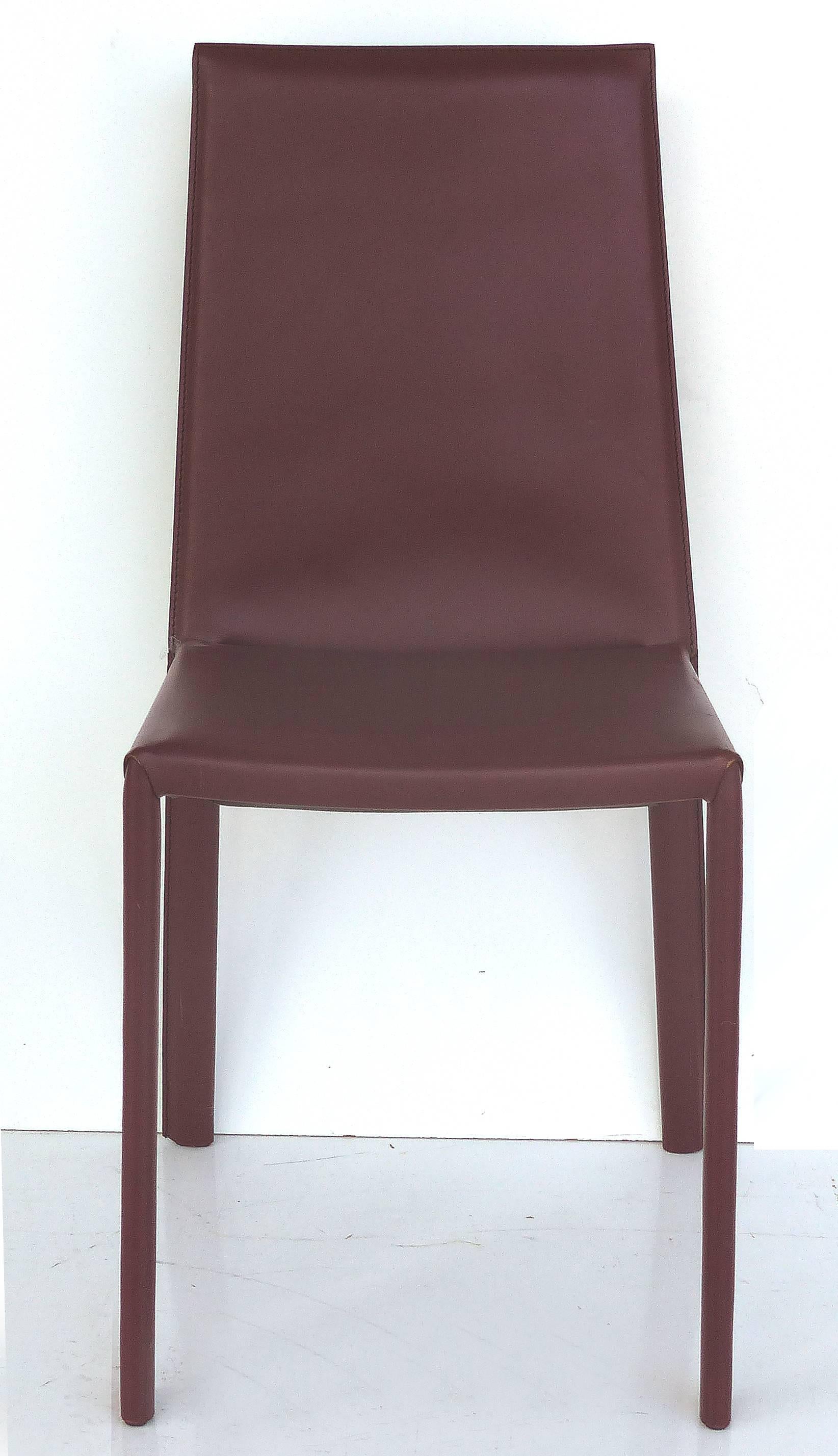 Metal Arrben of Italy Leather Clad High Back Salinas Two Dining Chairs, Set of Six
