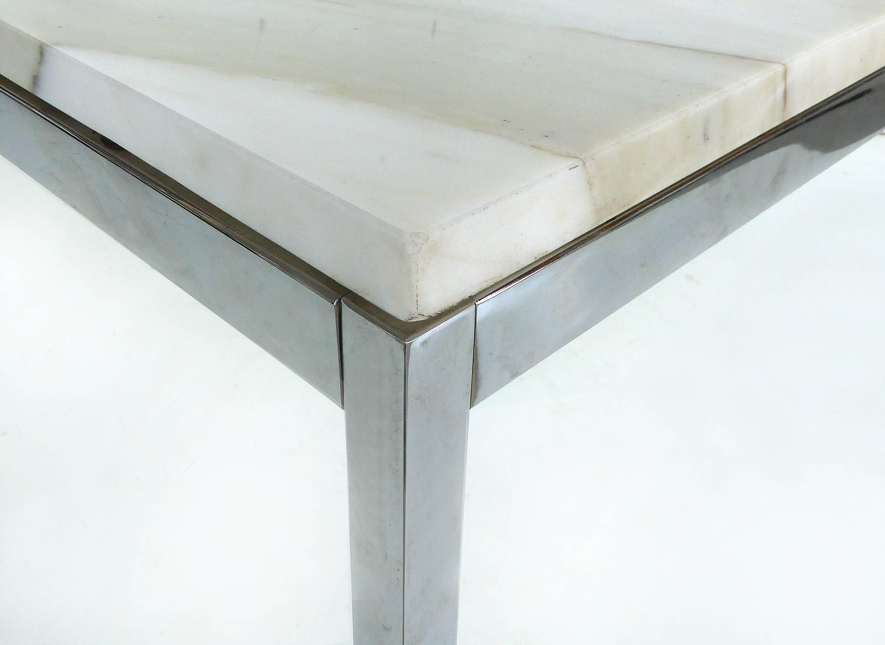 American Knoll Studio Stainless Steel and Calacatta Marble Side Table by Florence Knoll