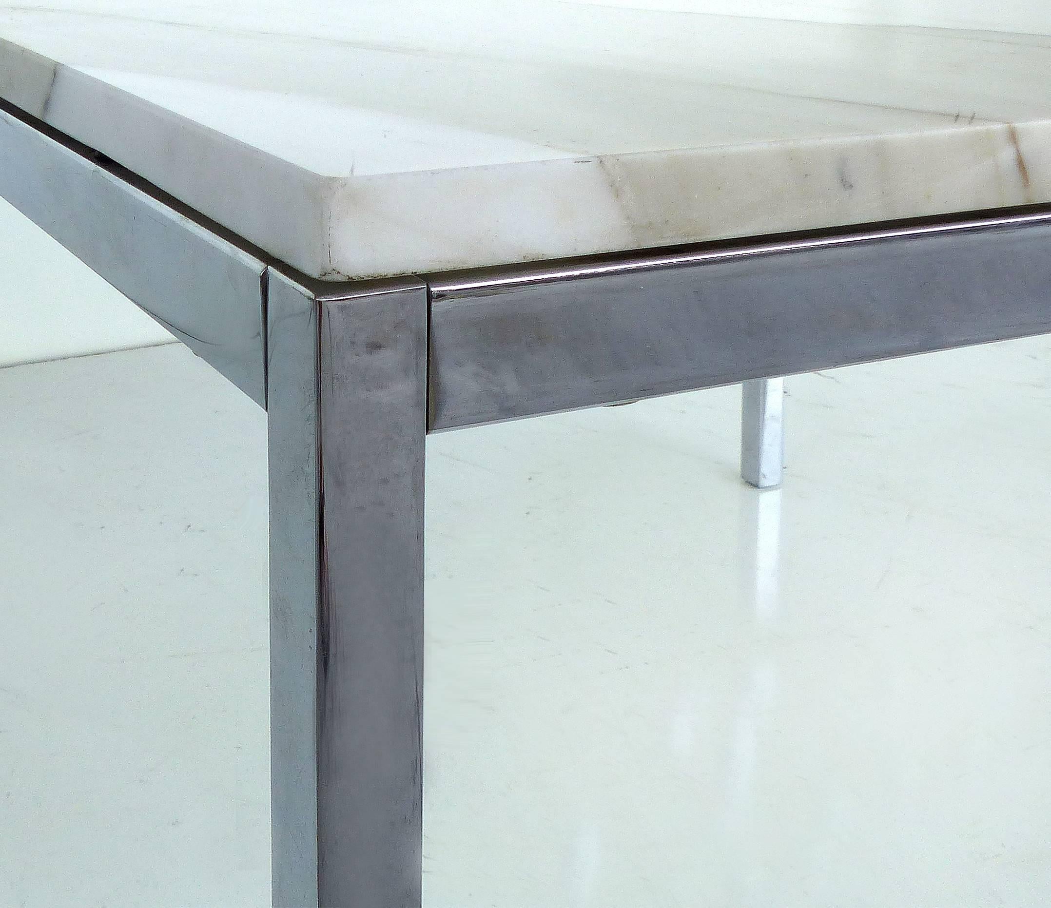 Contemporary Knoll Studio Stainless Steel and Calacatta Marble Side Table by Florence Knoll