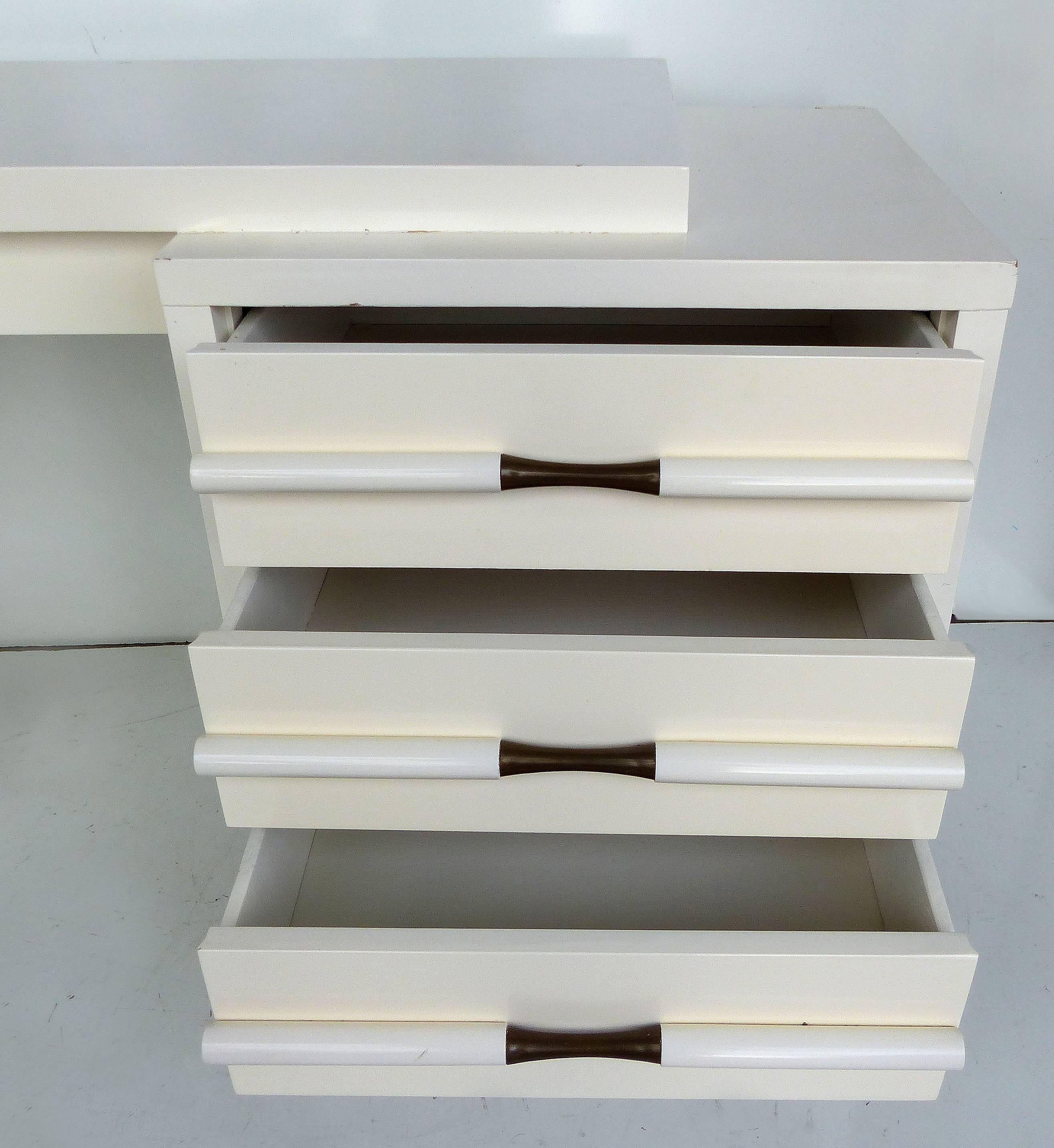 Mid-Century Modern Ivory Lacquered Desk from a South Beach Estate 1