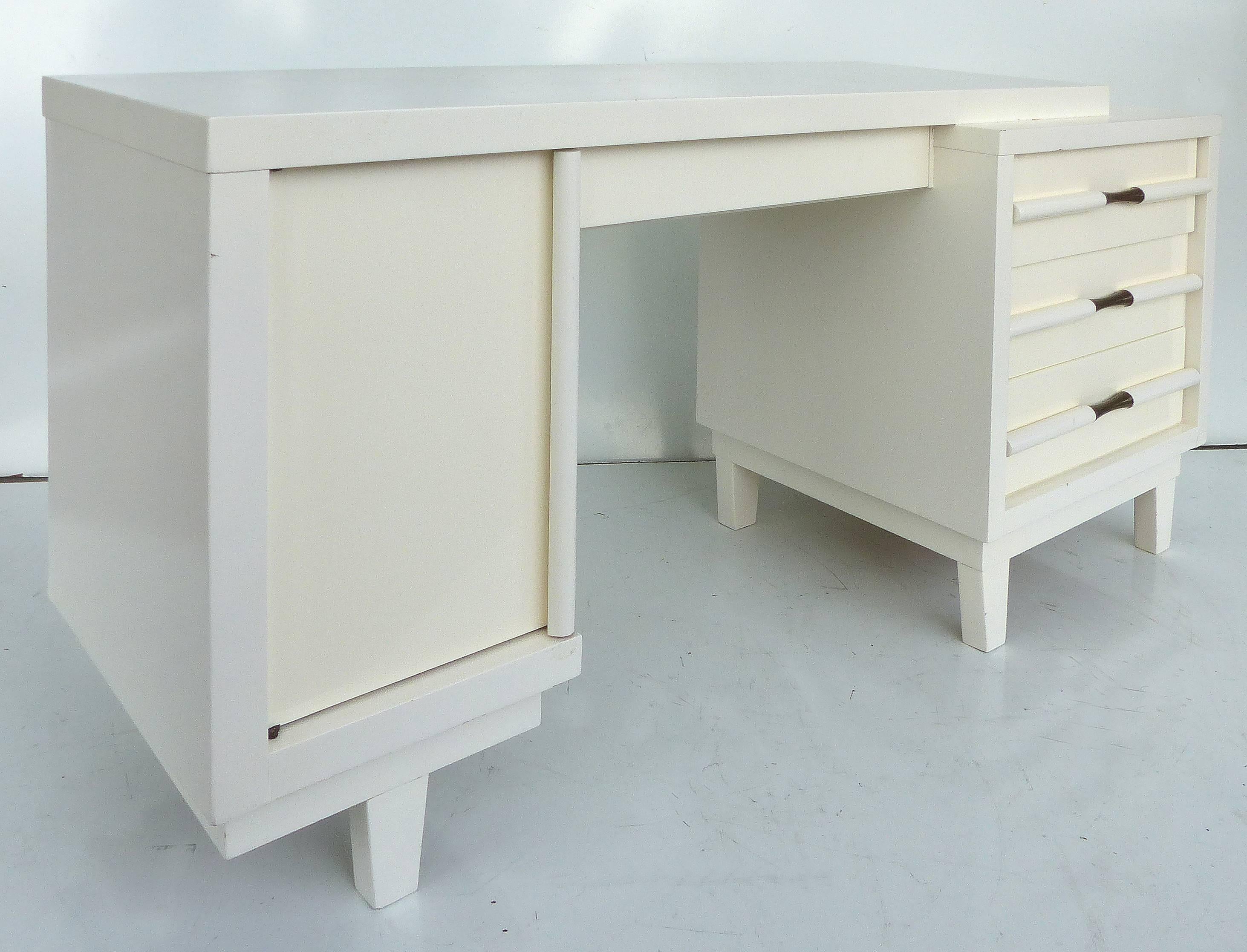 American Mid-Century Modern Ivory Lacquered Desk from a South Beach Estate