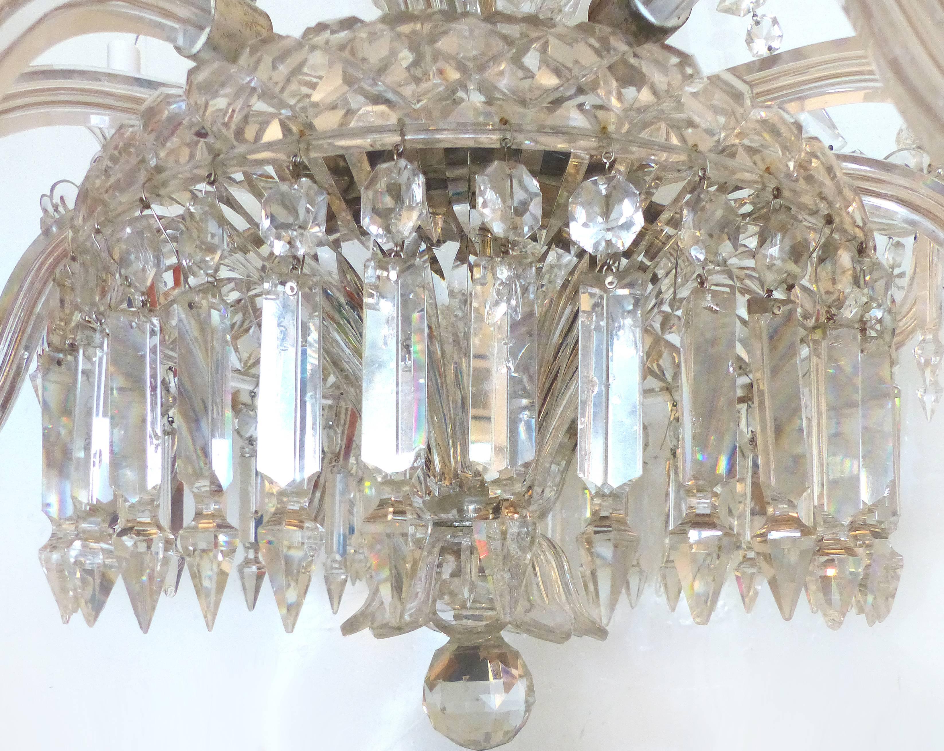 F. C. Osler English 19th Century Twelve-Arm Cut Crystal Gas Chandelier by  In Good Condition In Miami, FL
