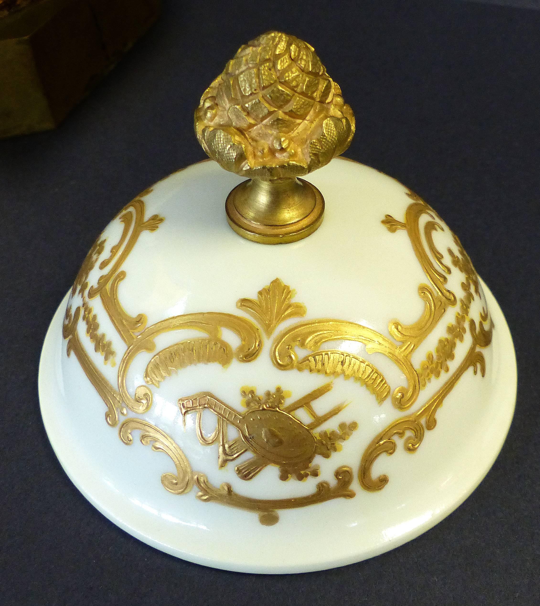 19th Century Hand-Painted Sevres Covered Urn Mounted in Gilt Bronze, Signed In Excellent Condition In Miami, FL