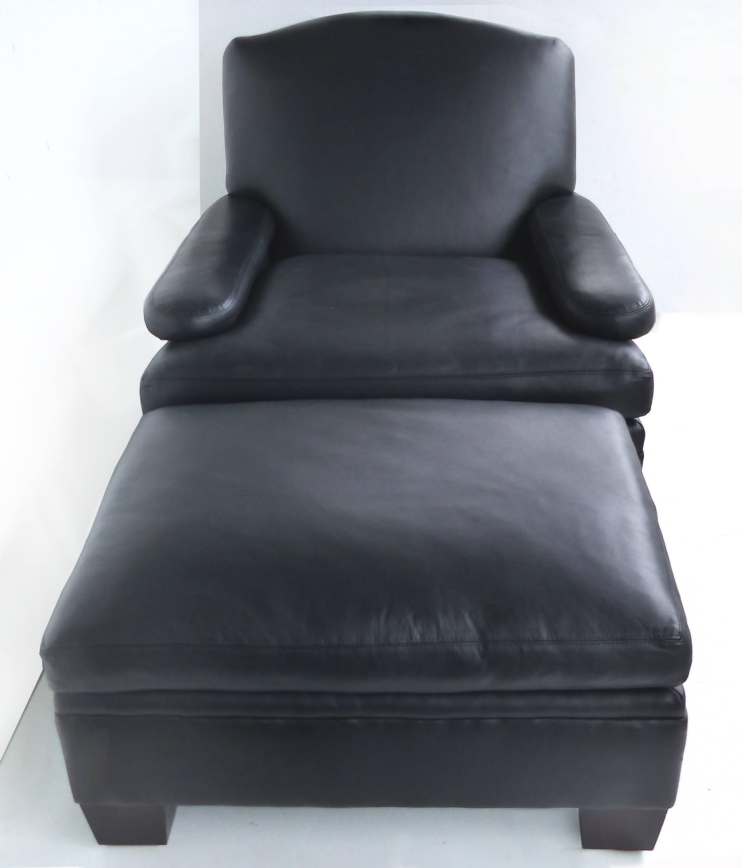Ralph Lauren London Leather Club Chair with Matching Ottoman 1