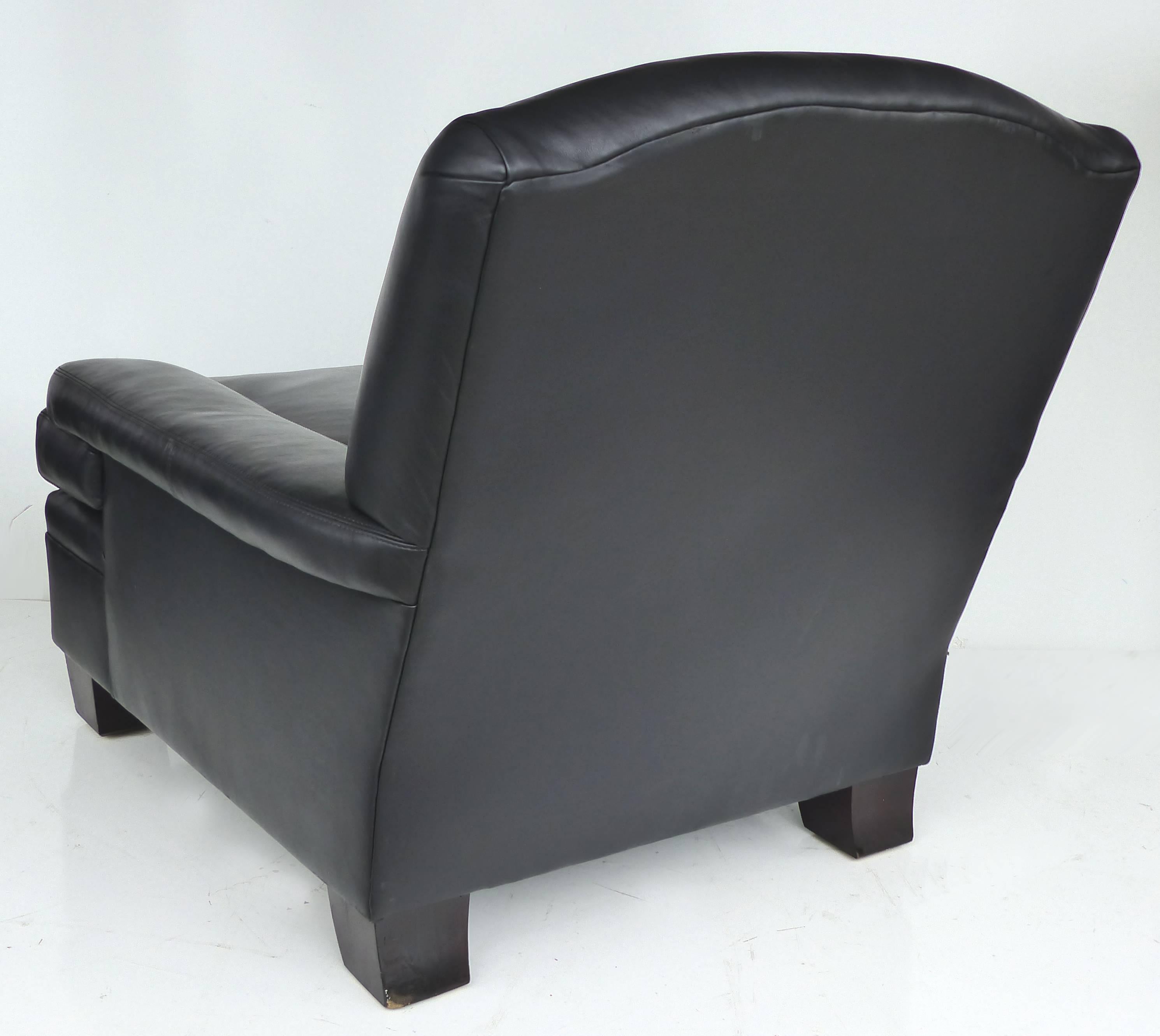 Contemporary Ralph Lauren London Leather Club Chair with Matching Ottoman