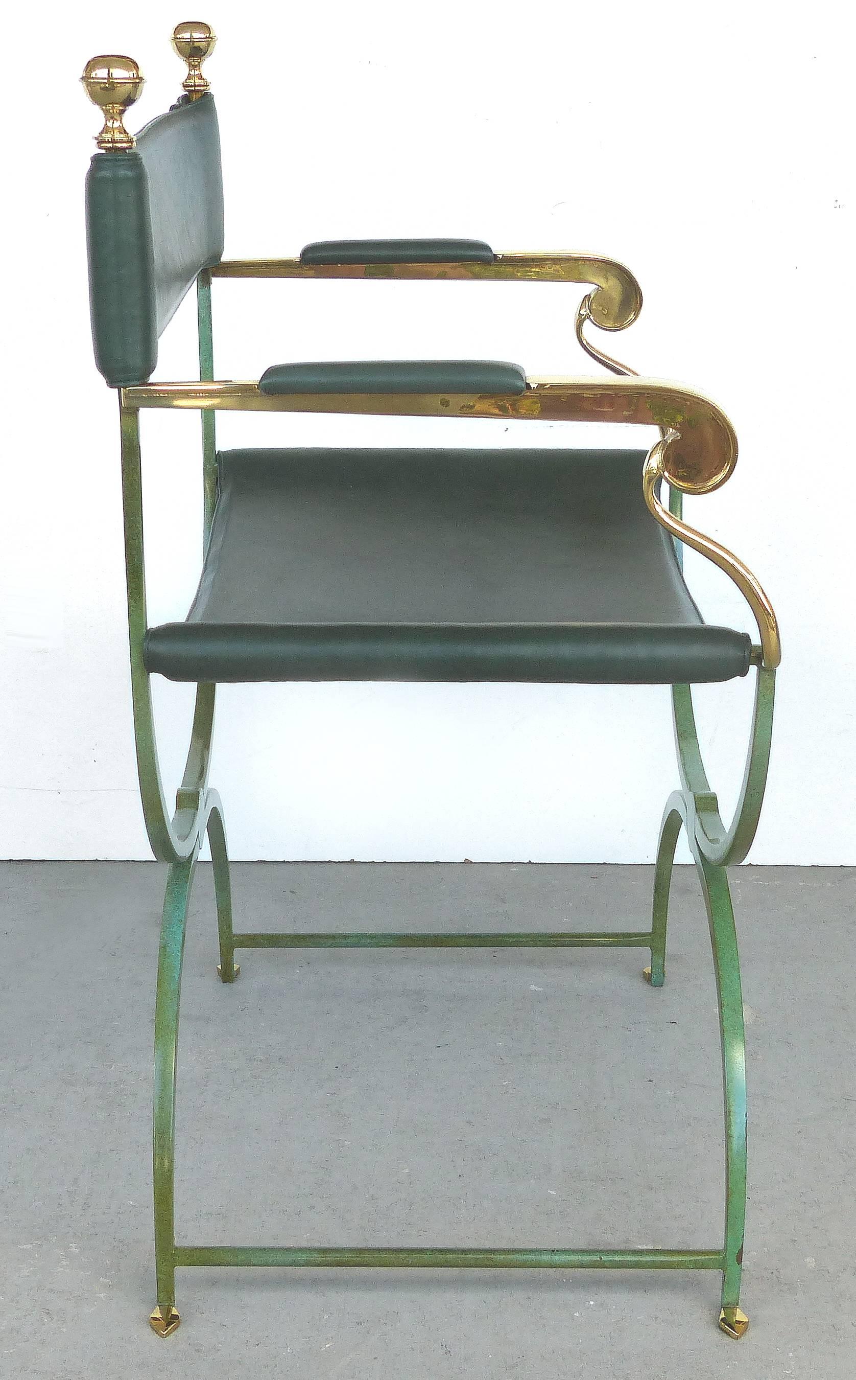 Spanish Pair of Brass Director's Chairs by Valenti, Spain