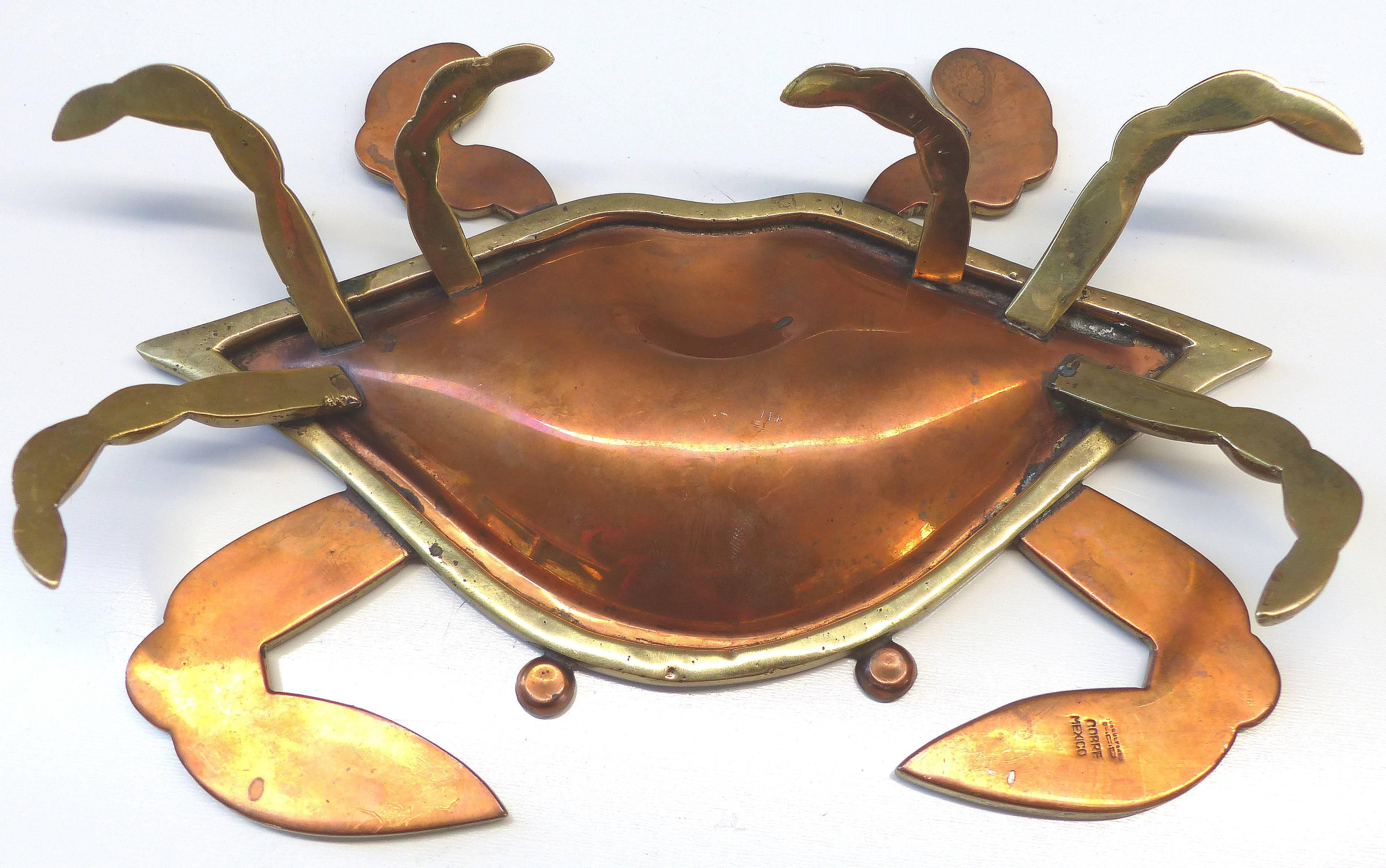 Monumental Los Castillos Style Abalone Metal Crab Bowl with Two Side Dishes 1