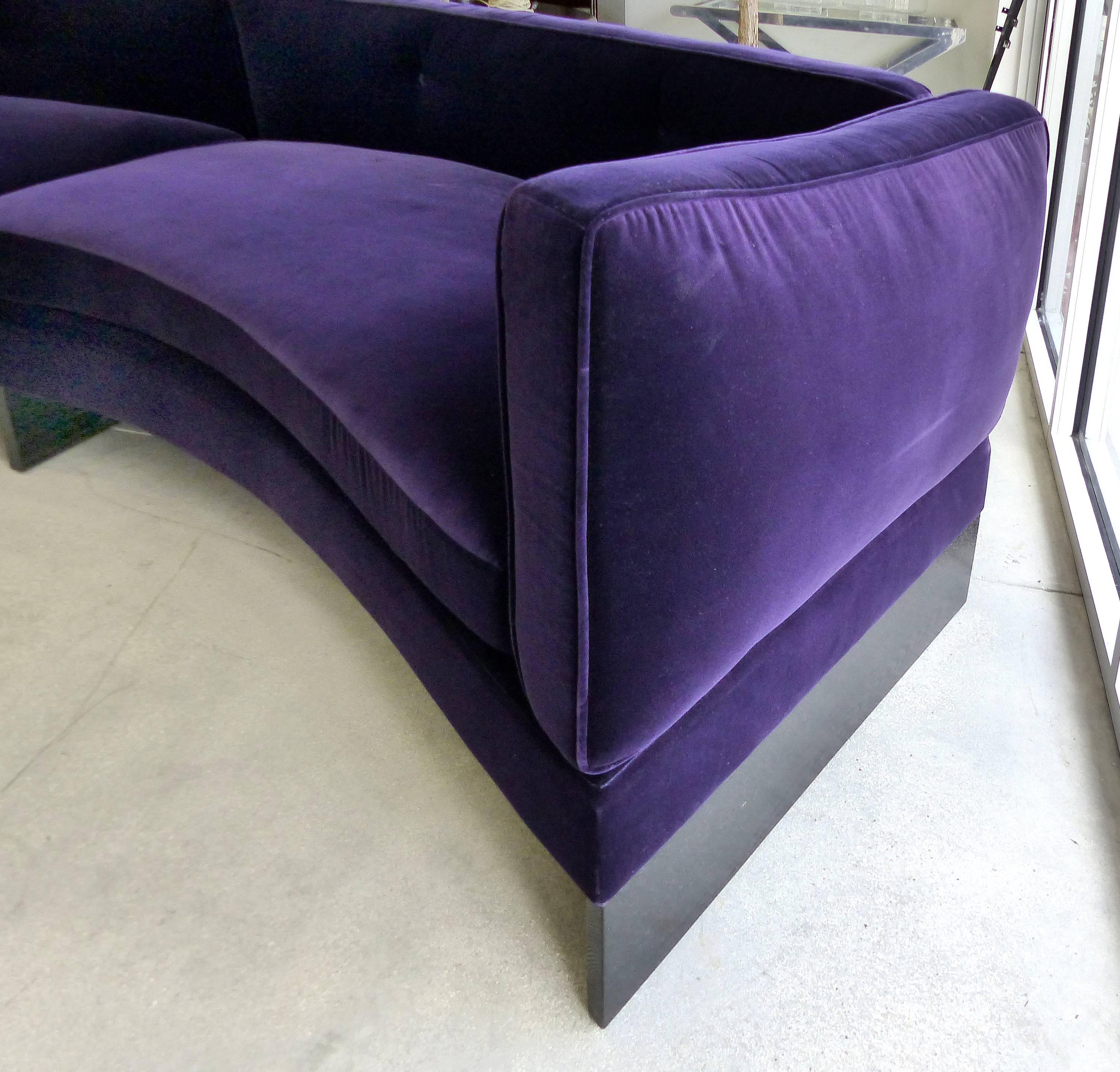 American Monumental Custom Curved Sofa in Velvet