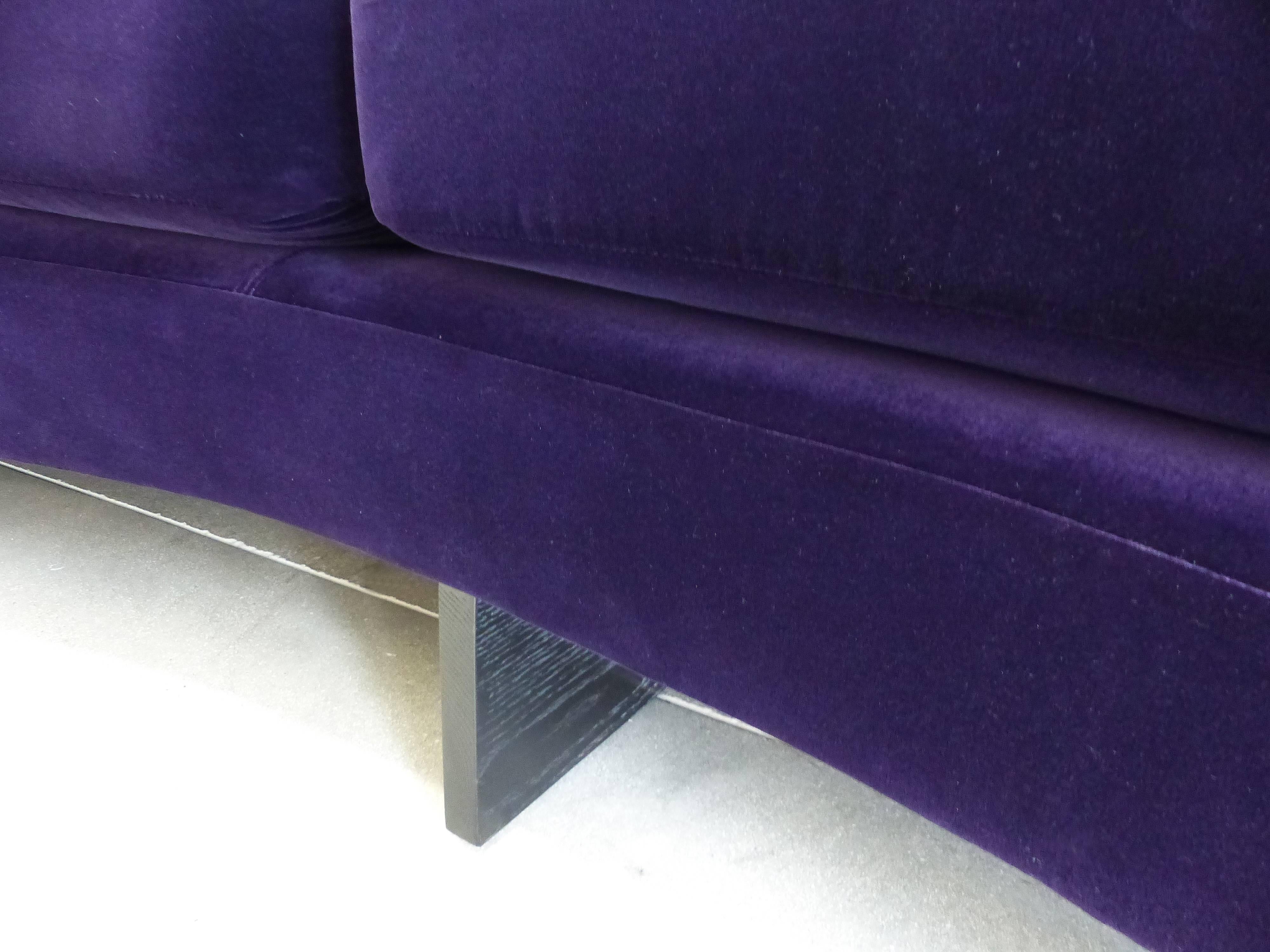 Oak Monumental Custom Curved Sofa in Velvet