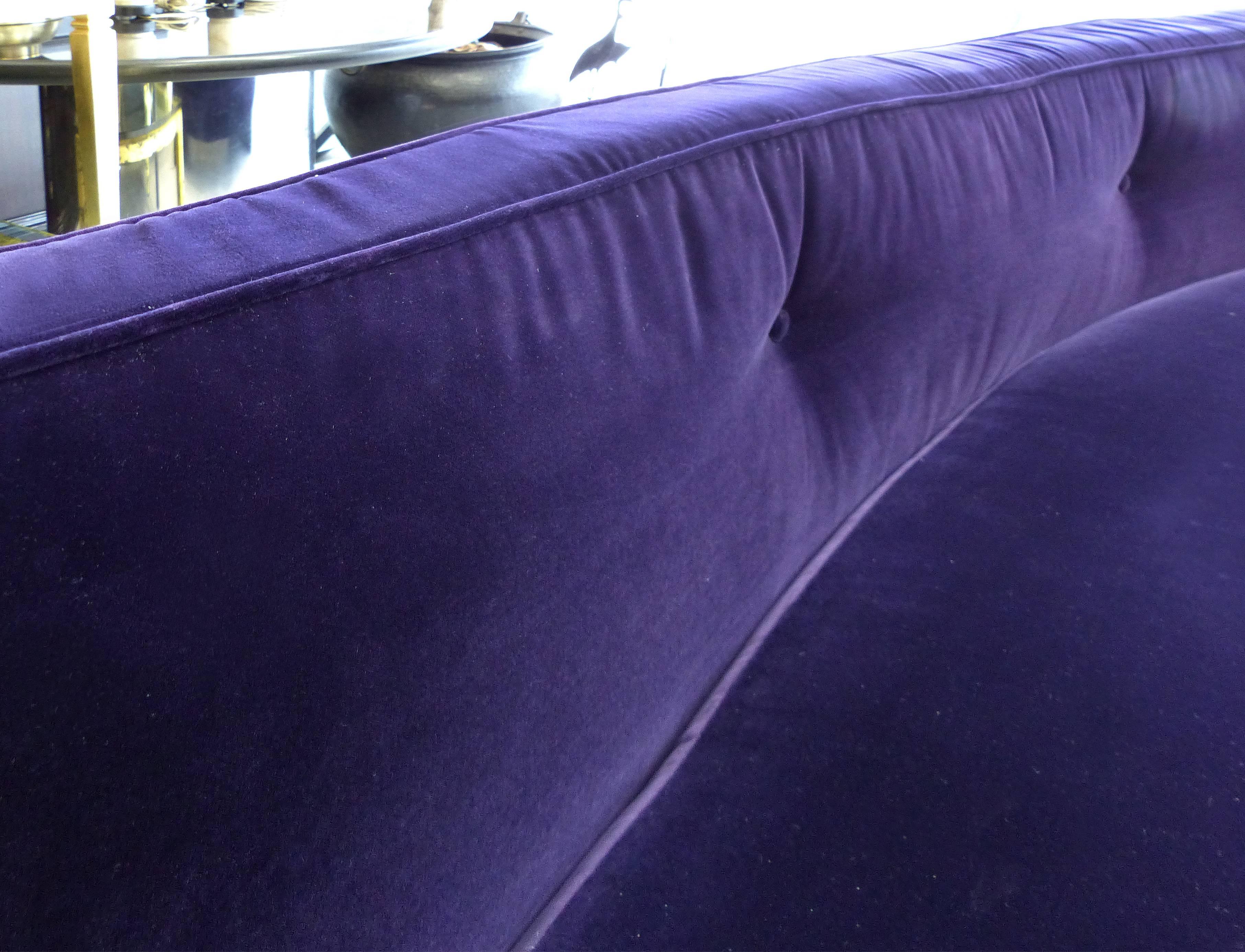 Cerused Monumental Custom Curved Sofa in Velvet
