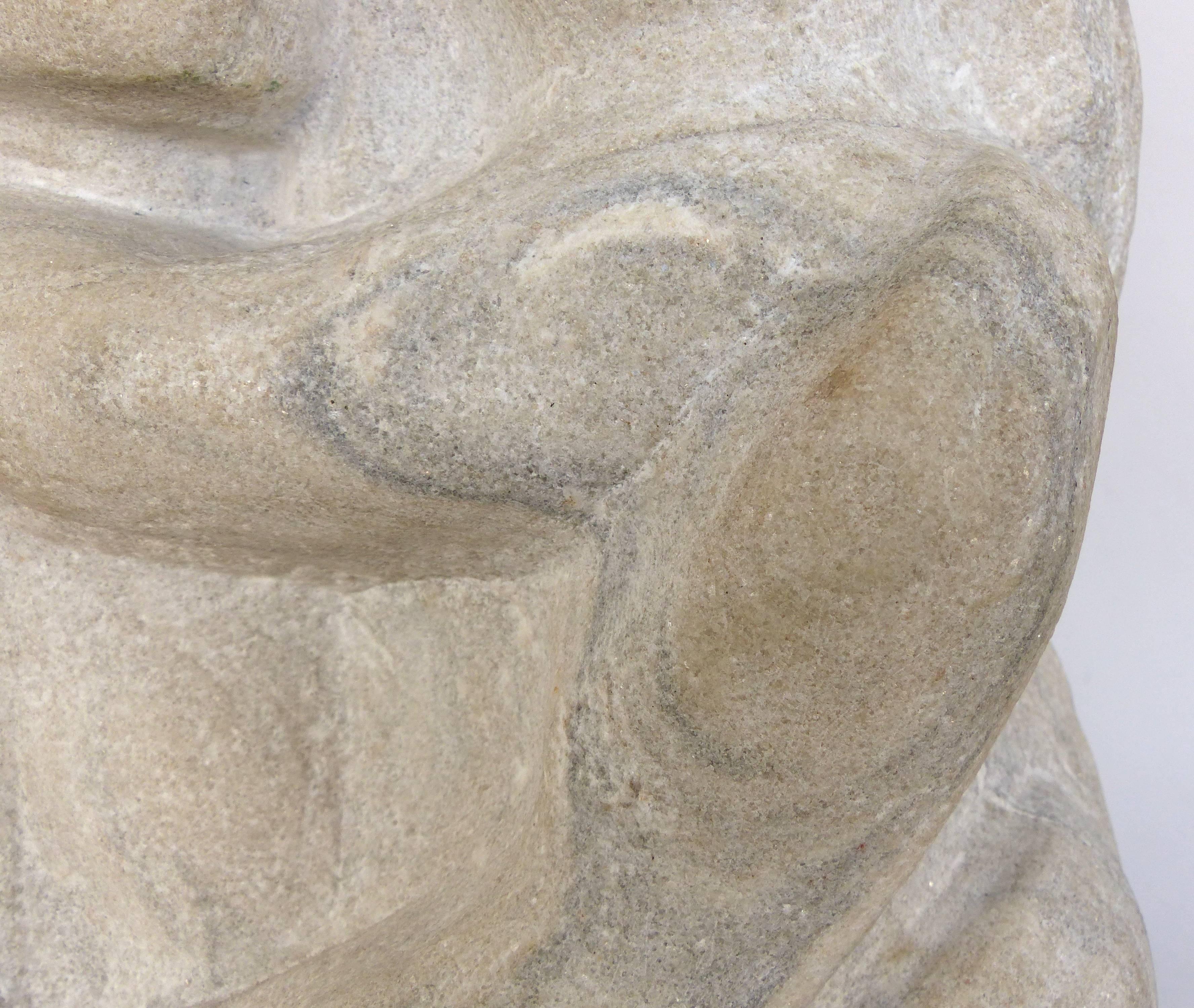 Midcentury Figurative Carved Limestone Sculpture by Florence Krieger, 1919-2011 In Good Condition In Miami, FL
