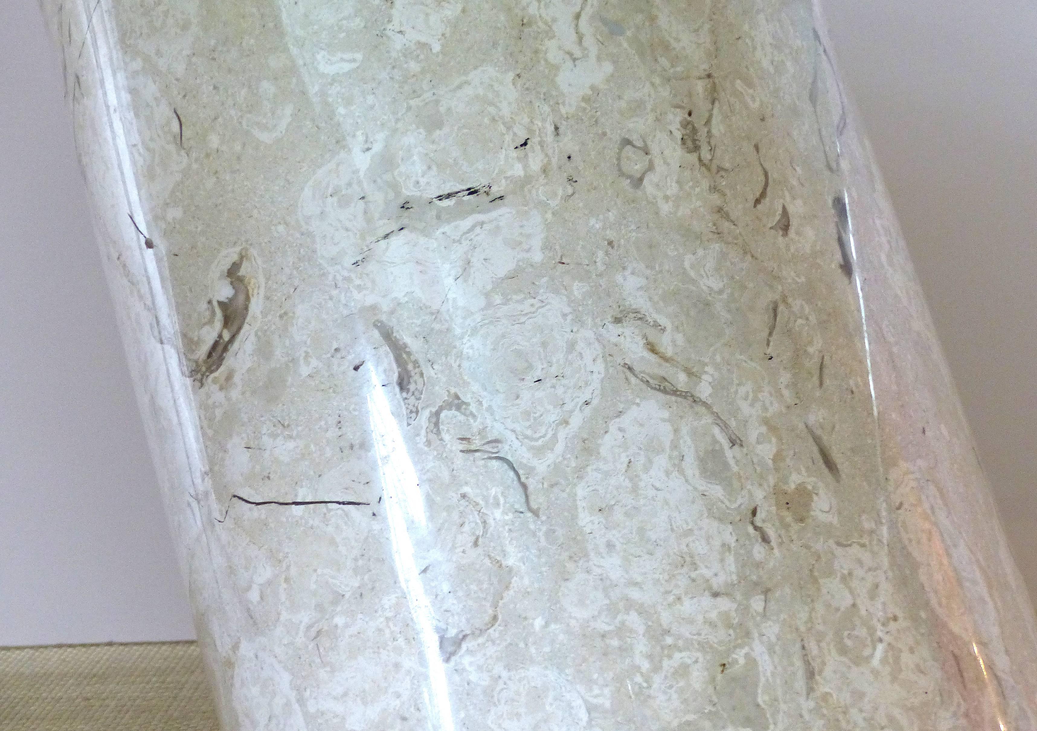 20th Century Cantilever Travertine and Round Glass Coffee Table by Brueton