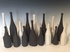 Set of 16 Contemporary Porcelain Bottles by Japanese Artist Akiko Hirai