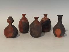Set of Five Contemporary Japanese Sake Bottles