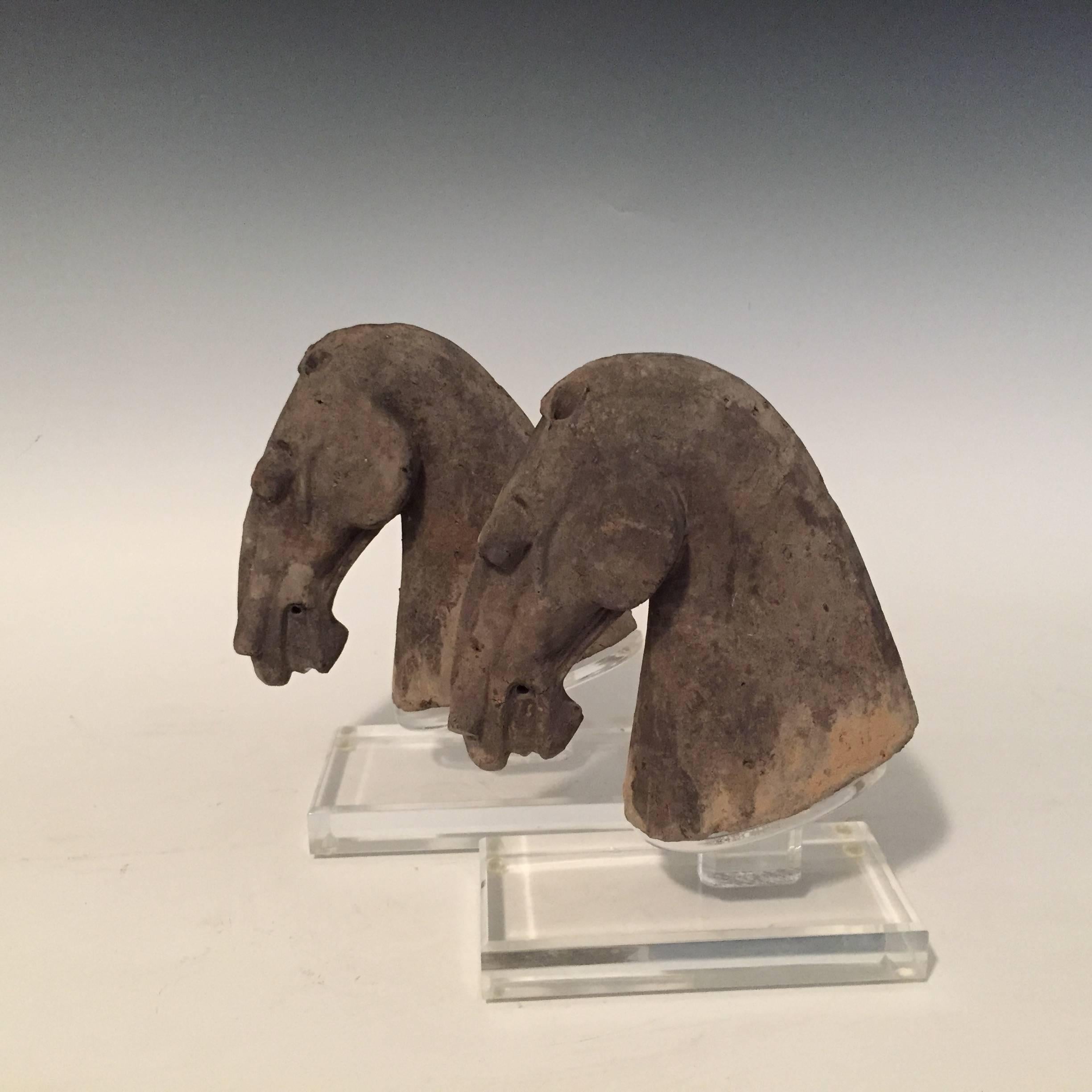 Chinese Pair of Han Dynasty Horse Heads