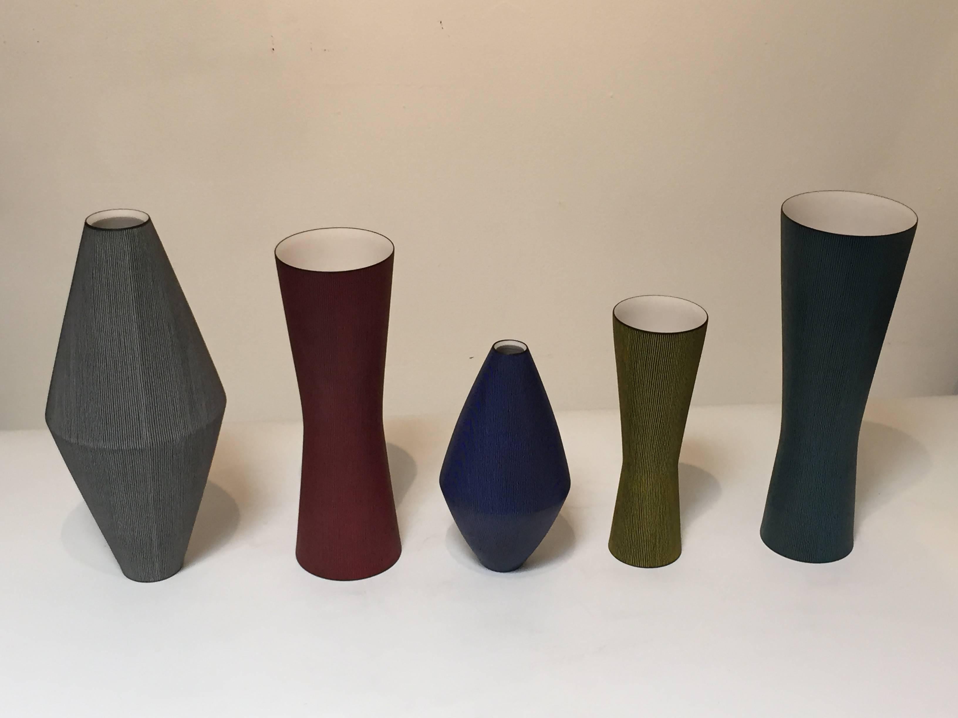 Group of Five Contemporary Porcelain Vases by Japanese Artist Masaru Nakada 6