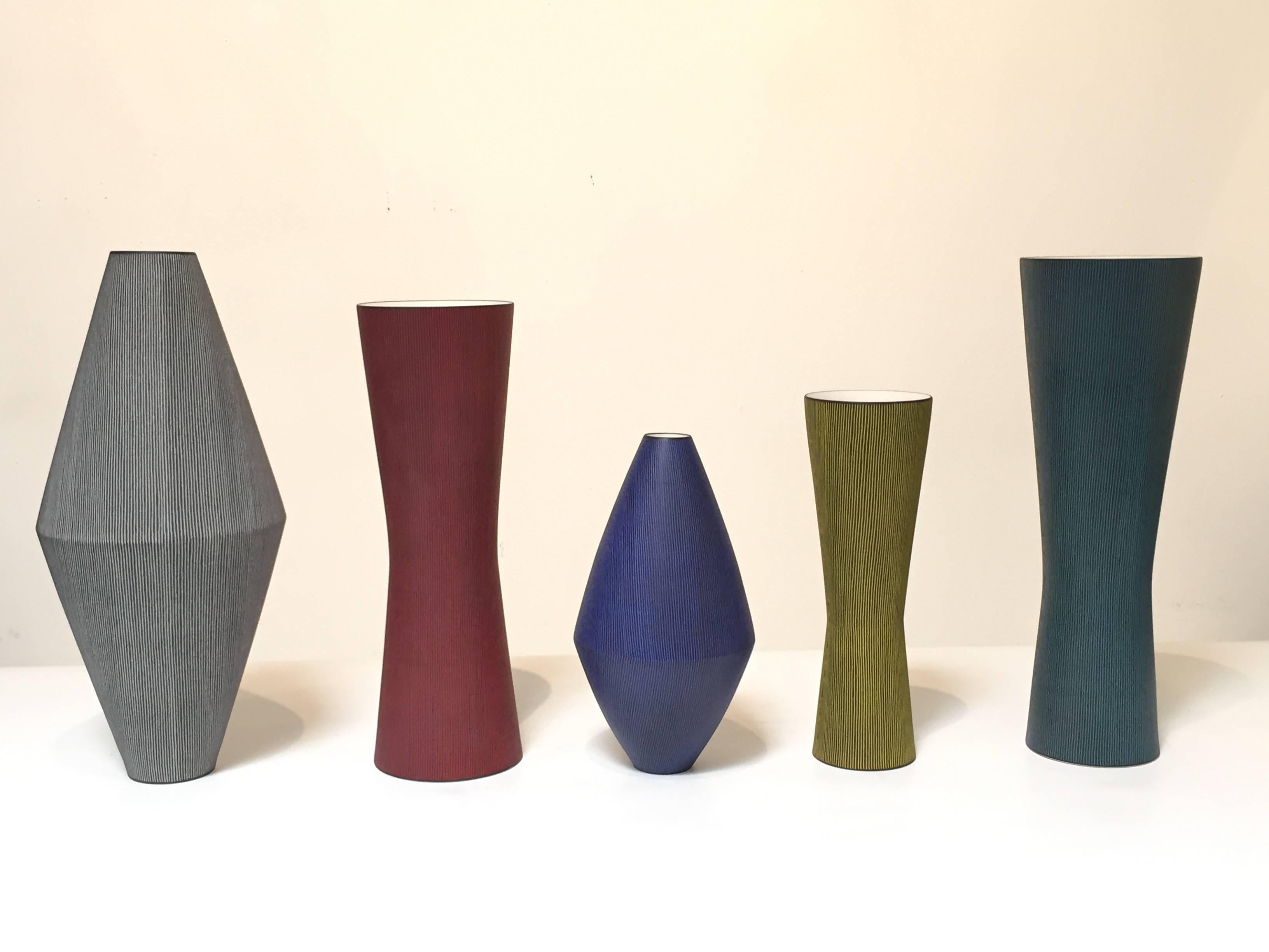 Group of Five Contemporary Porcelain Vases by Japanese Artist Masaru Nakada 5