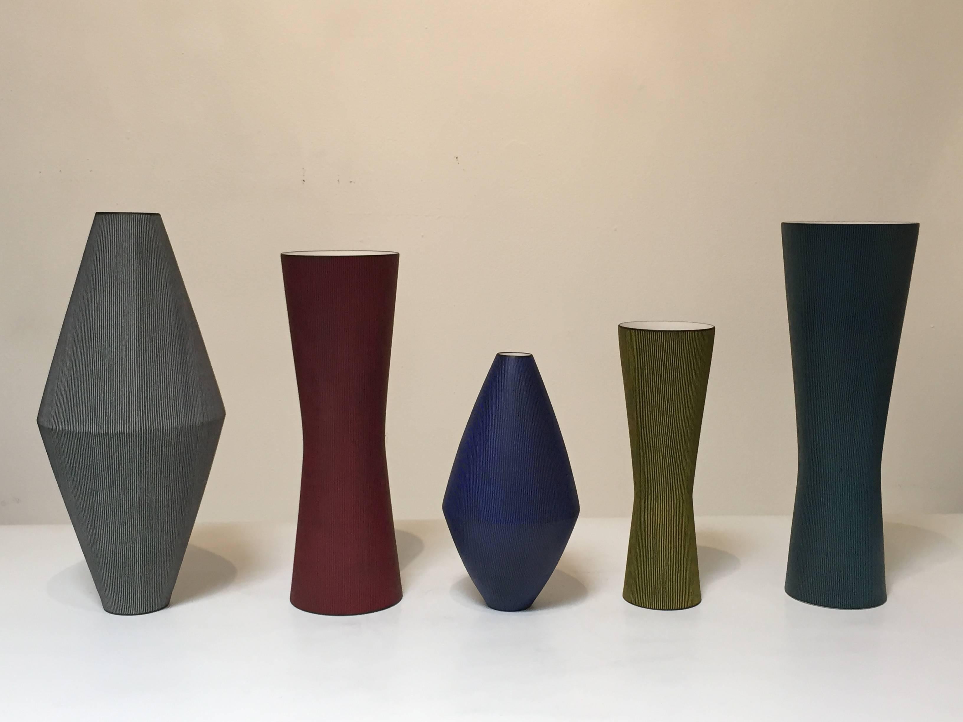 Group of Five Contemporary Porcelain Vases by Japanese Artist Masaru Nakada 7