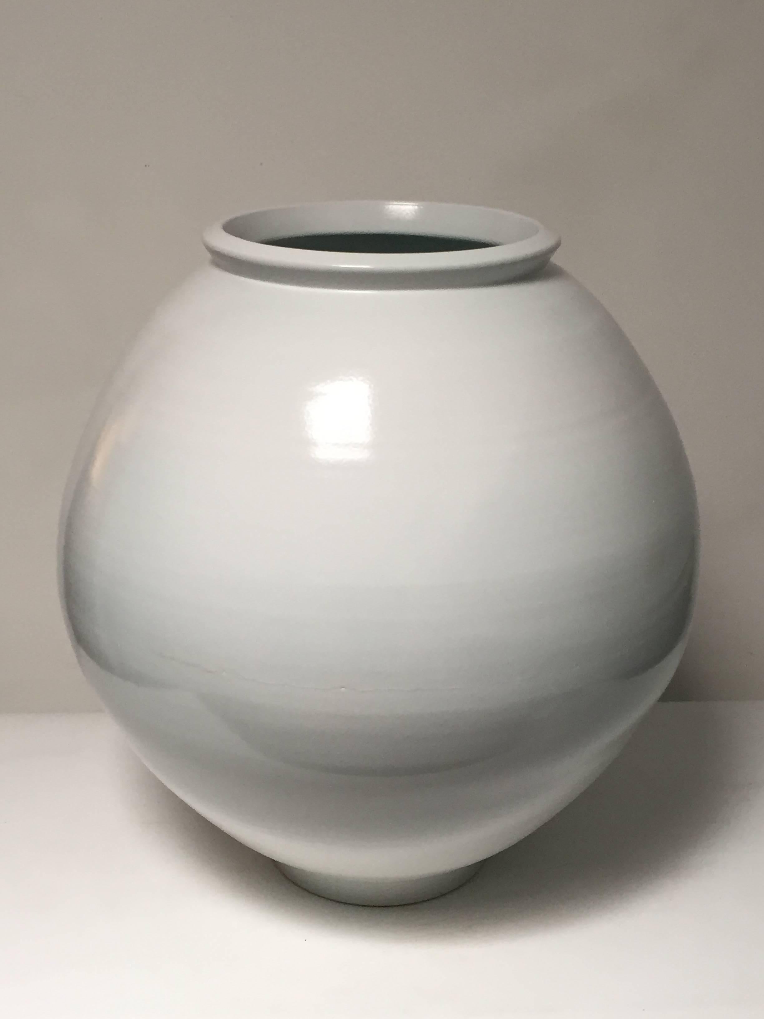 South Korean Large Contemporary Porcelain Moon Jar by Kim Yikyung