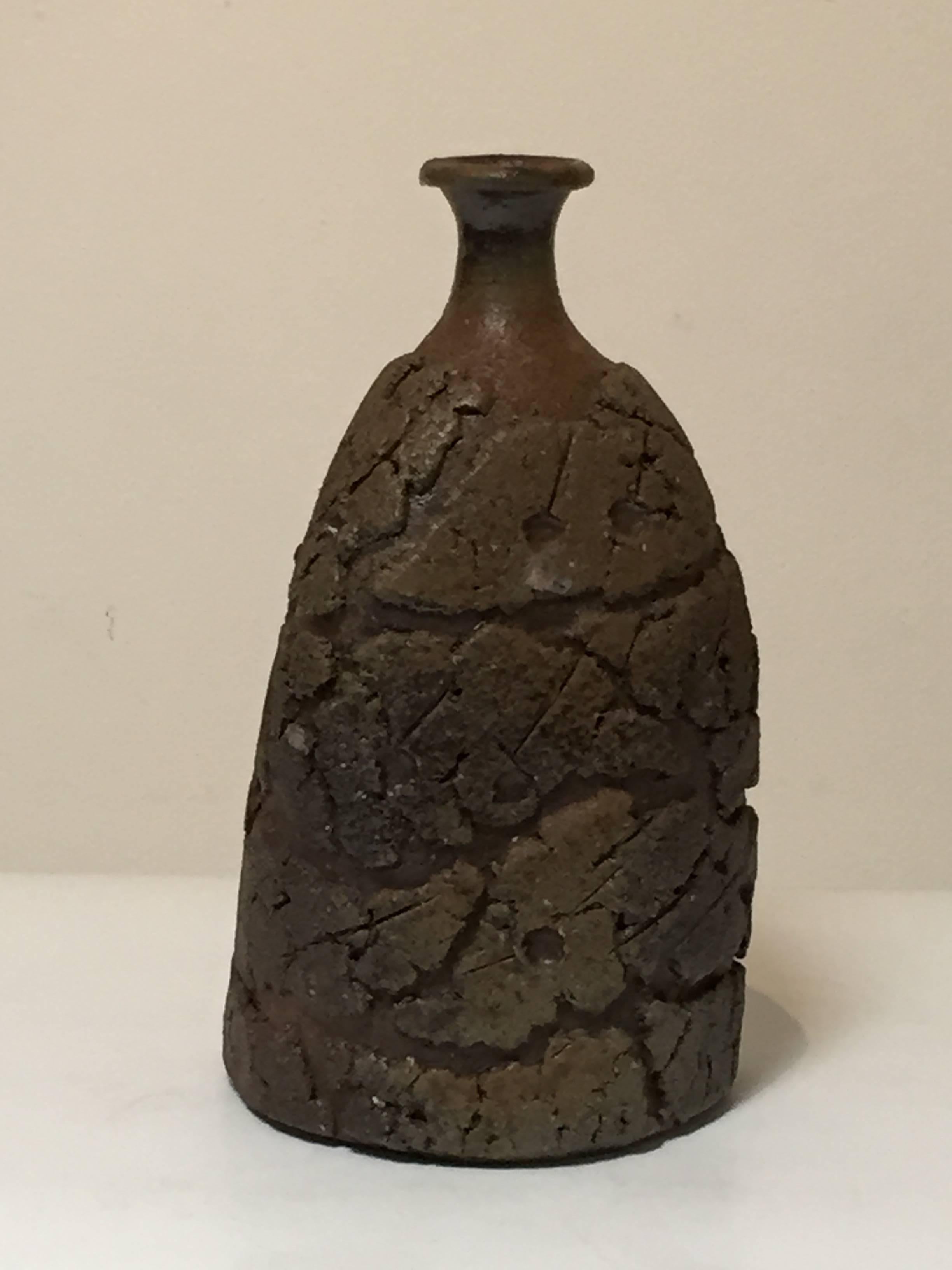 Contemporary Ceramic Textured Bottle Vase by Harada Shuroku 2