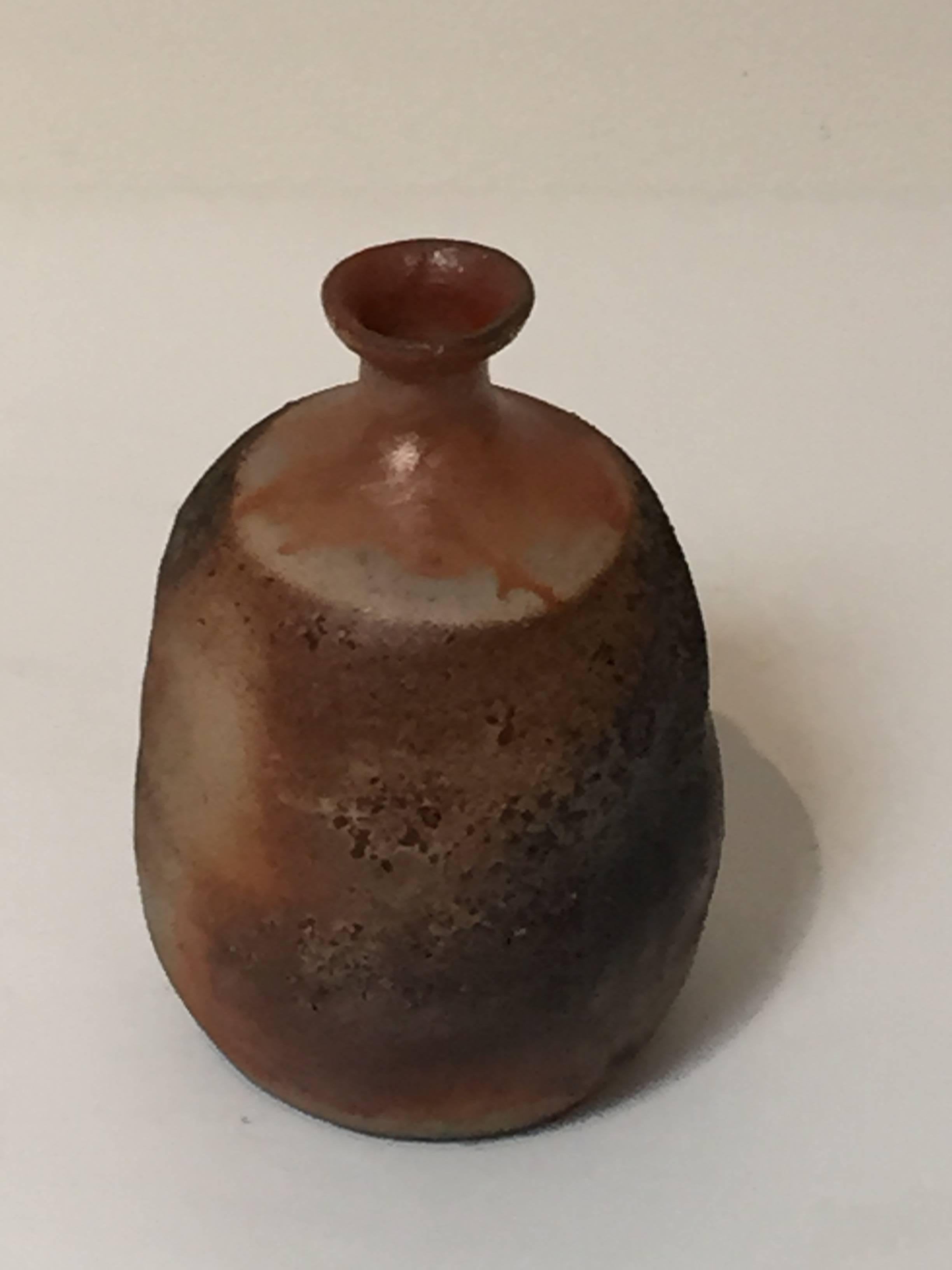 Contemporary Wood Fired Sake Flask by Bizen Potter Hiroyuki Wakimoto For Sale 1