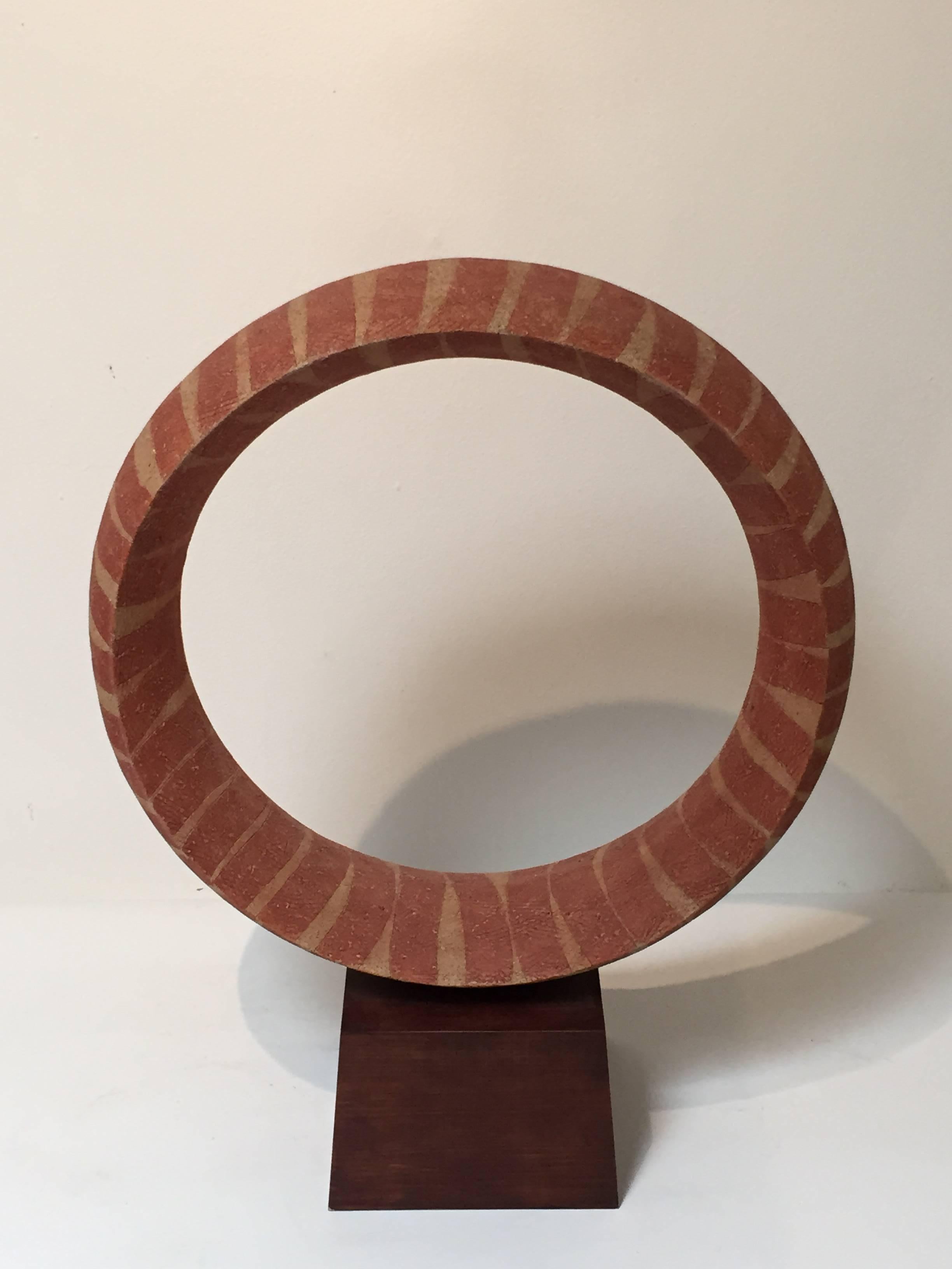 Japanese Contemporary Ceramic Circle Sculpture by Kako Katsumi