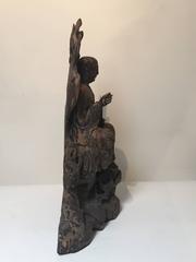 14th Century Ming Dynasty Seated Wooden Figure of an Arhat 'Monk'