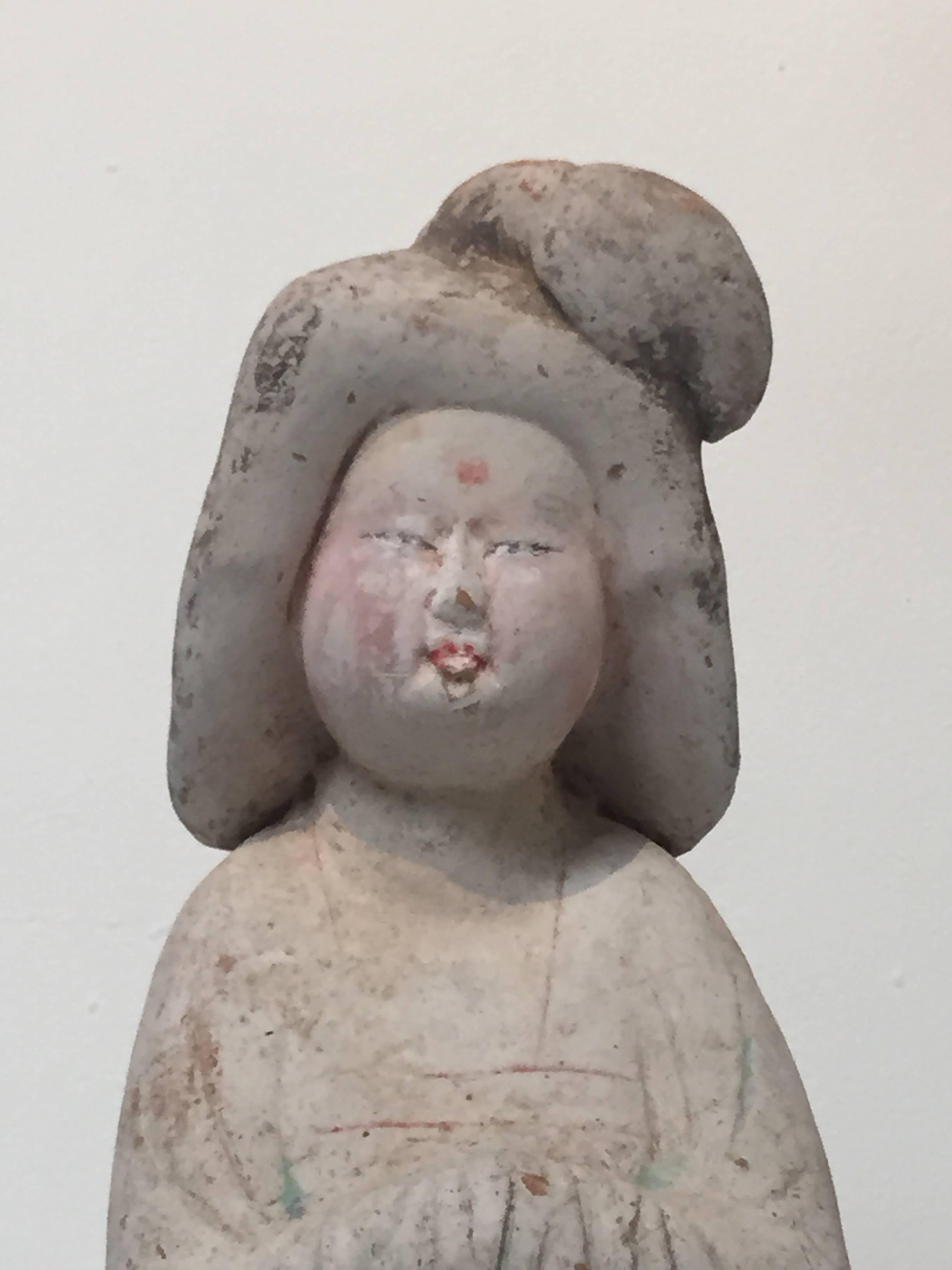 Pottery 8th Century Tang Dynasty Court Lady For Sale