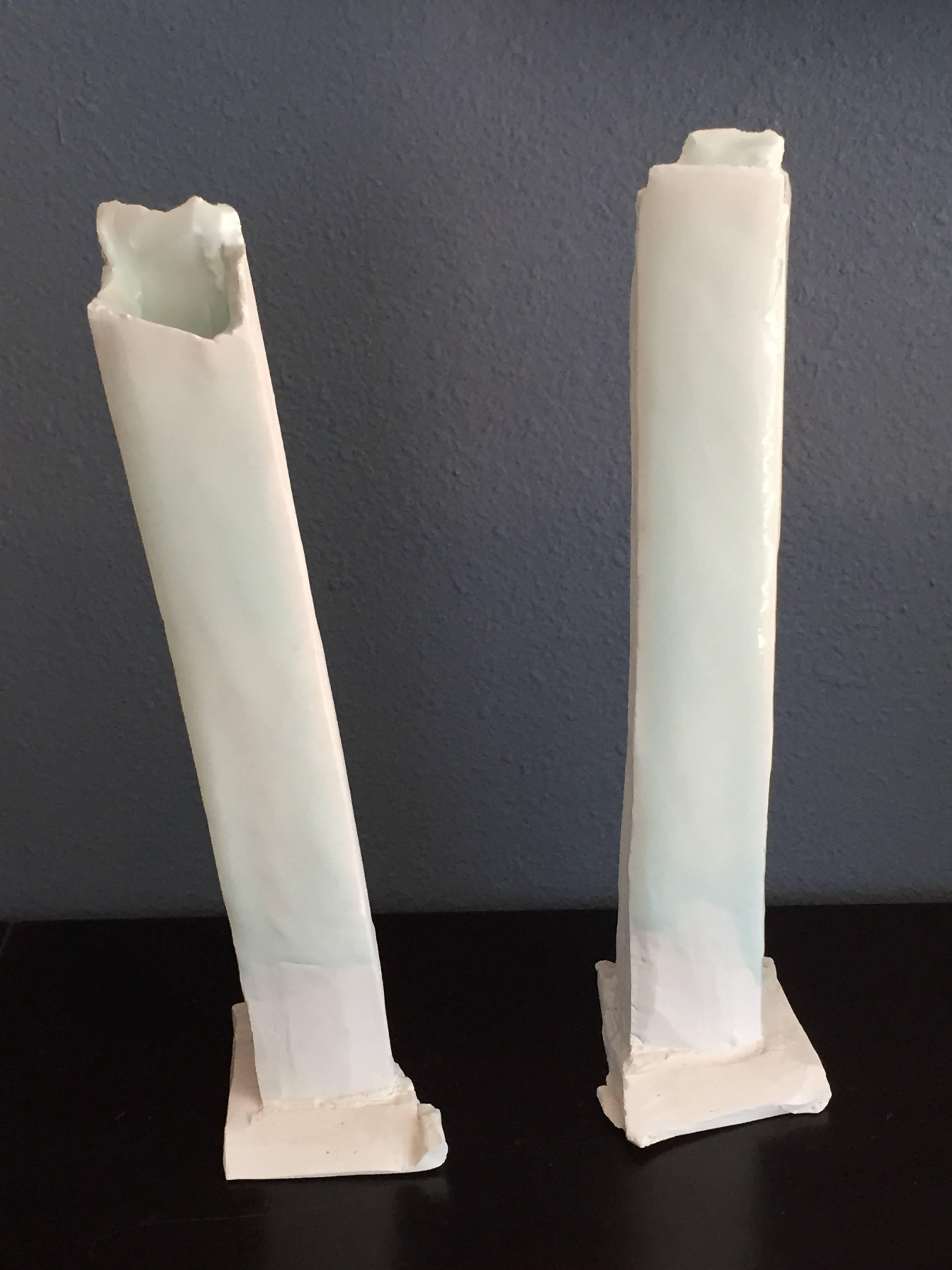 Hand-Crafted Pair of Contemporary Porcelain Vases by Kato Tsubusa For Sale