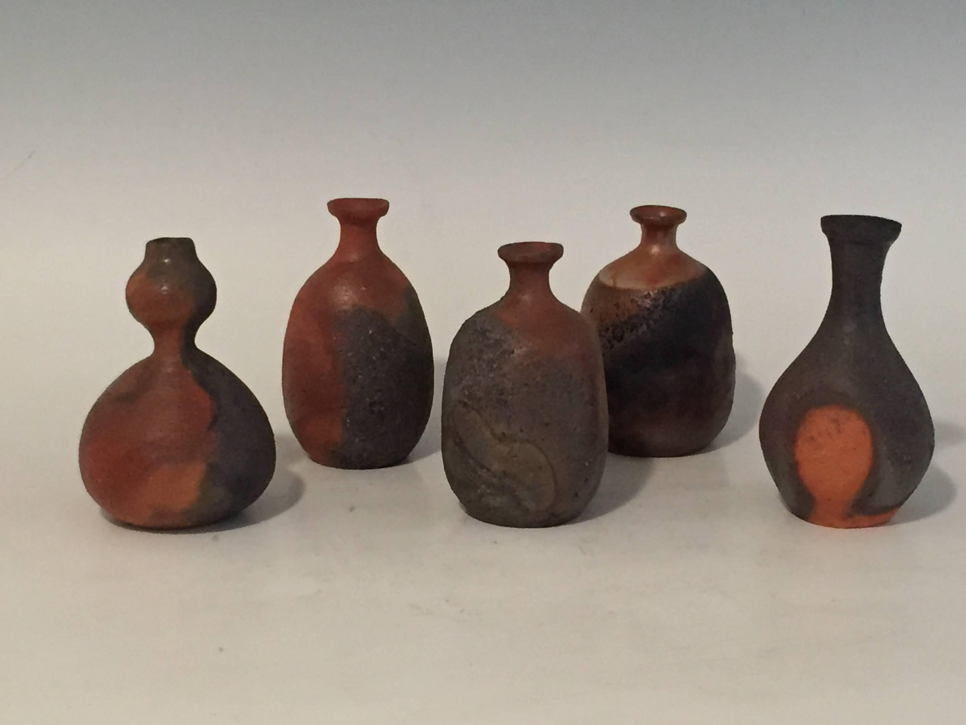 Set of Five Contemporary Japanese Sake Bottles In Excellent Condition For Sale In Los Angeles, CA