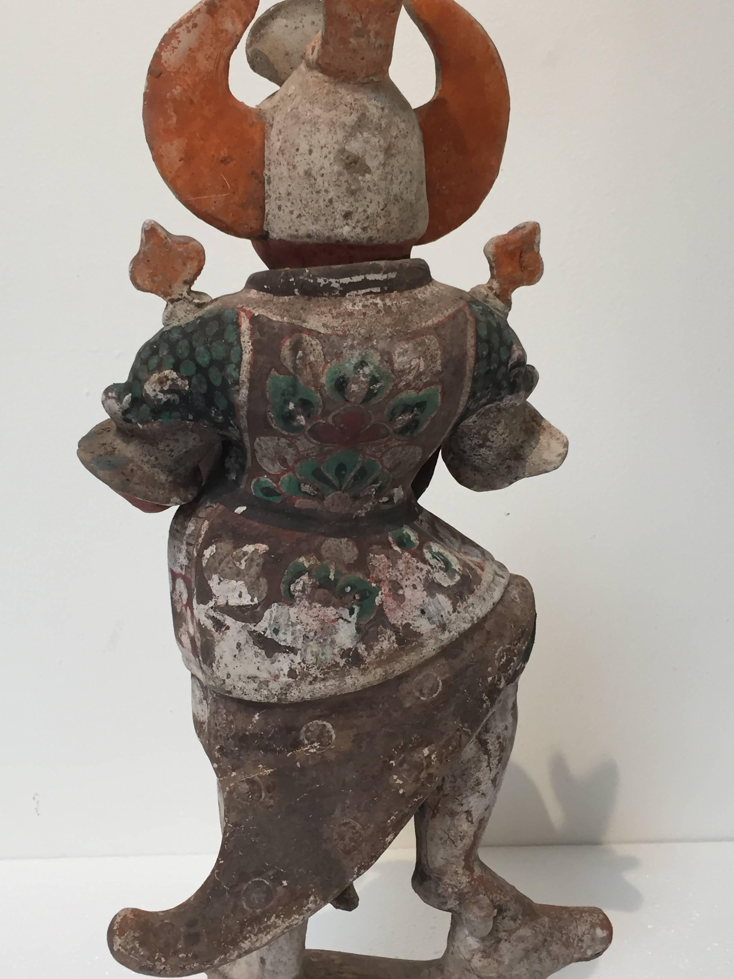 8th Century Tang Dynasty Guardian Figure In Good Condition In Los Angeles, CA