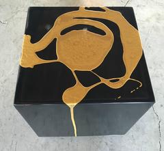 Martha Sturdy, Black and Gold Art Application Stool or Side Table